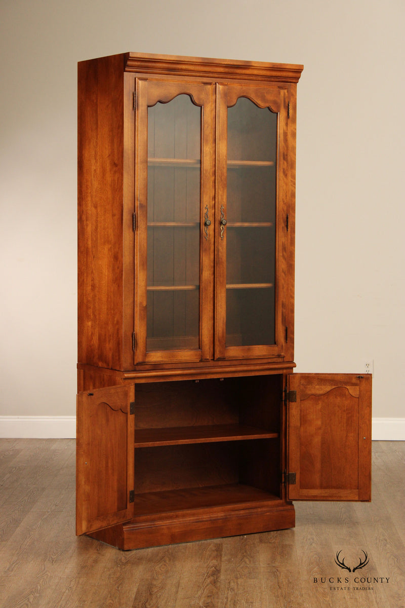 Ethan Allen French Country Style Pair of Glass Door Bookcases