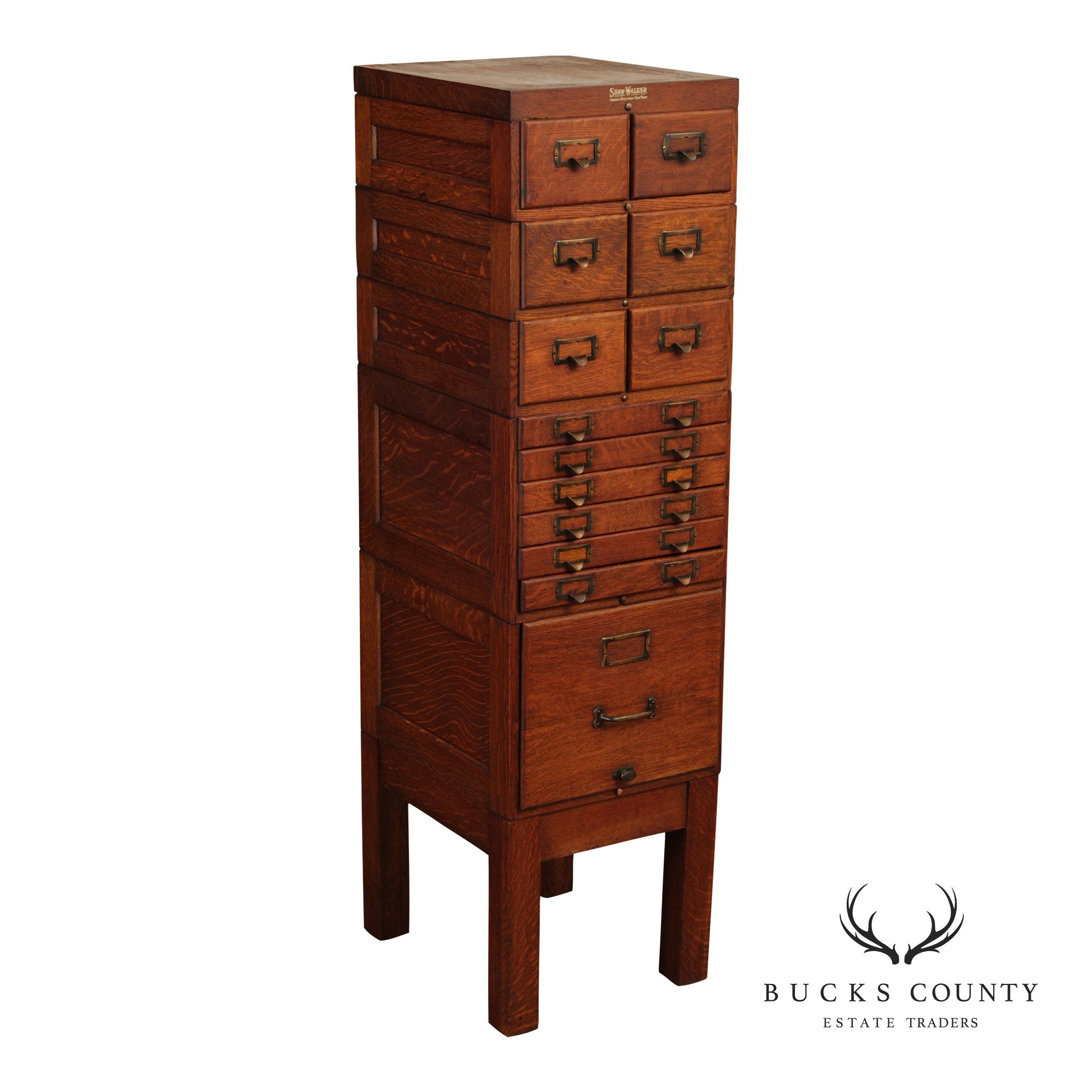 Shaw-Walker Oak File and Card Cabinet