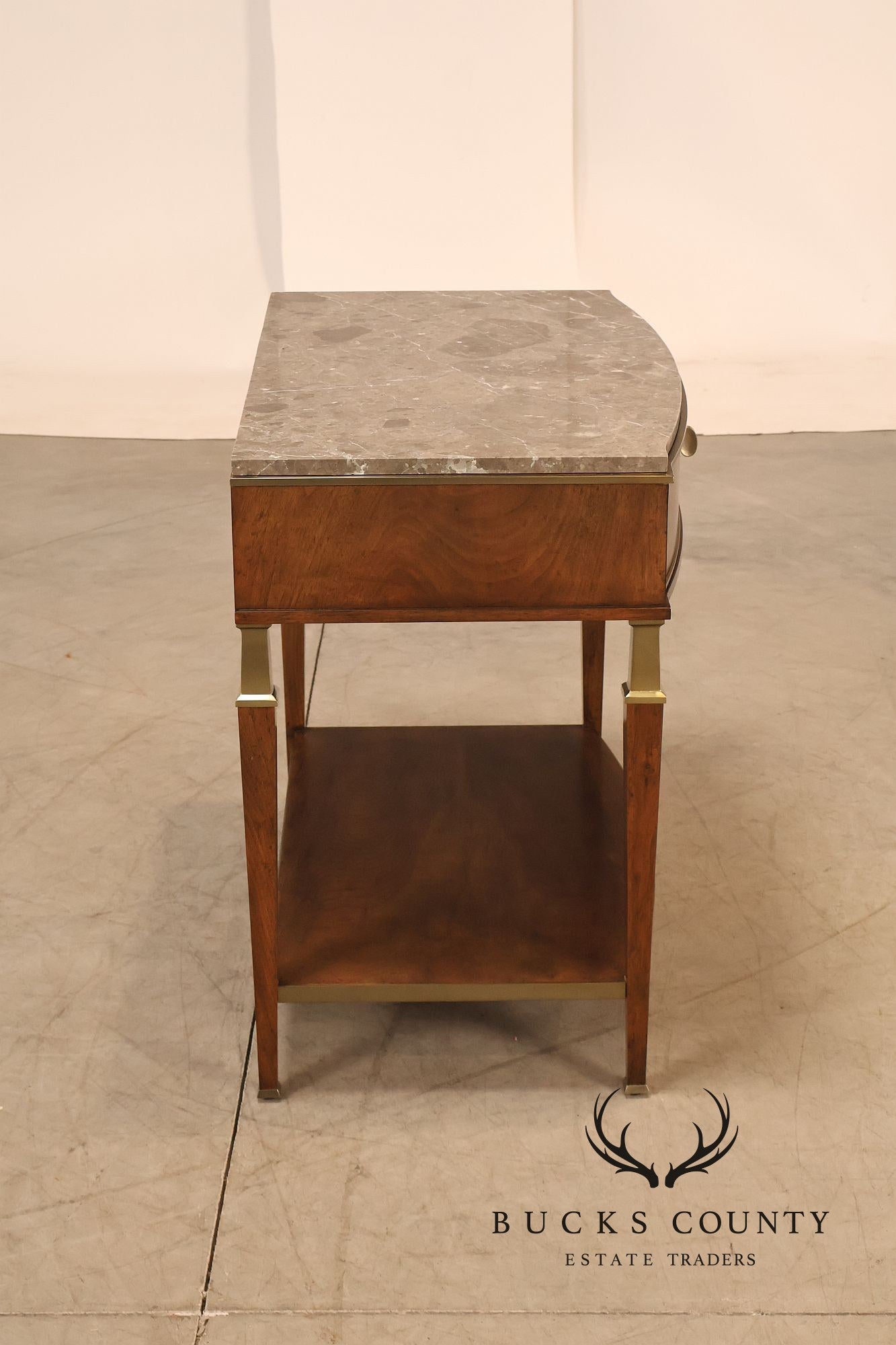 Johnathan Charles 'Barcelona' Marble Top Walnut Nightstand