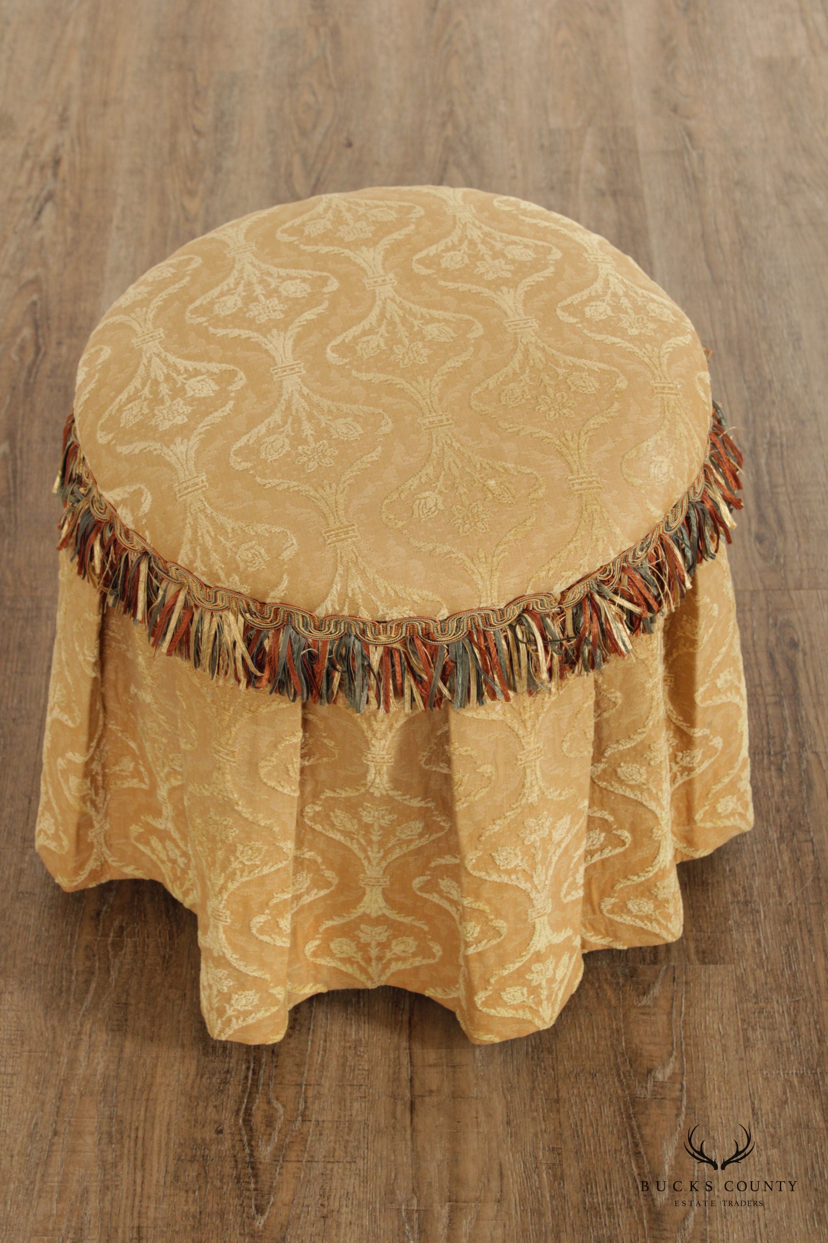 Traditional Custom Upholstered Round Vanity Stool