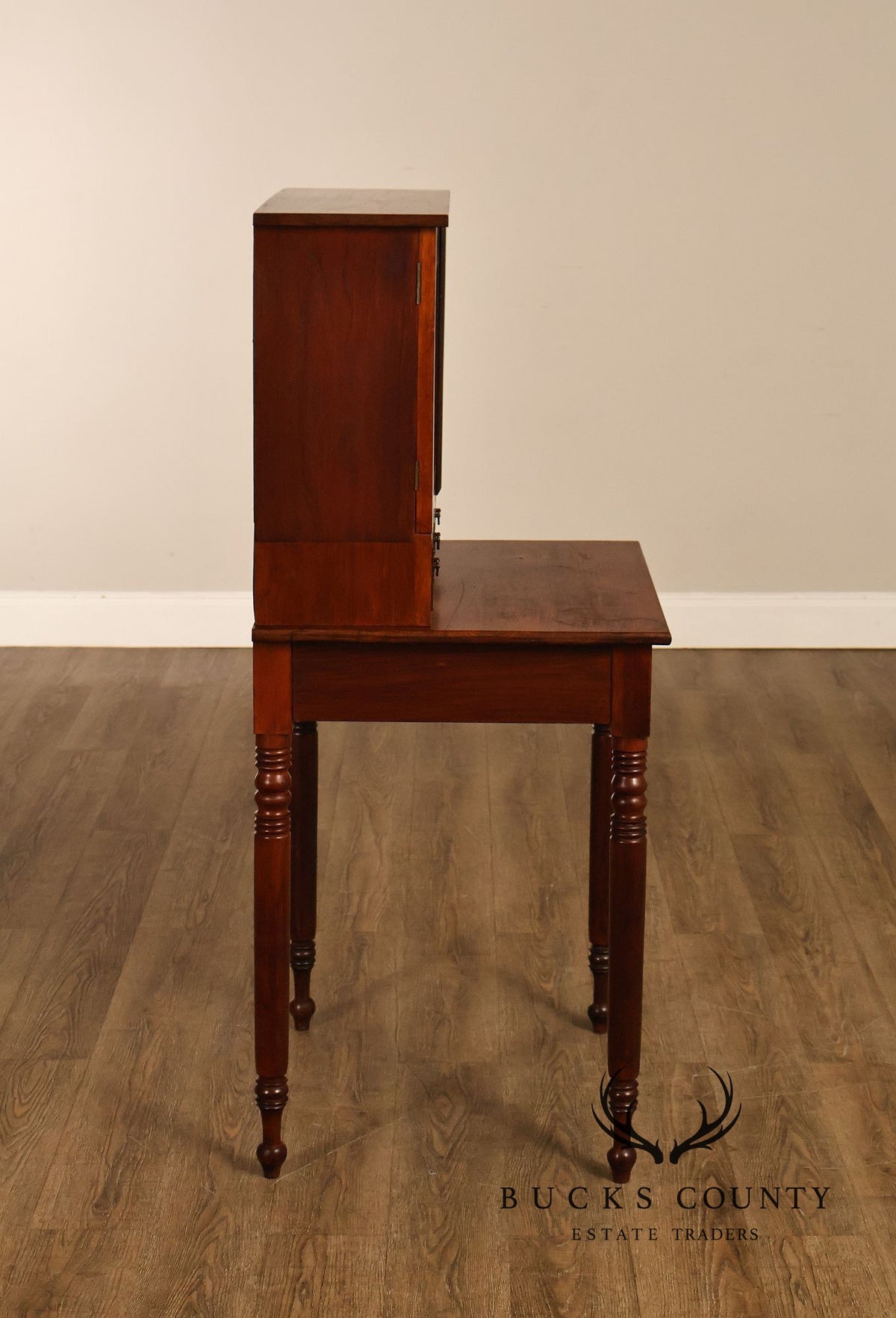 Antique Walnut Two-Part Writing Desk With Cubbyhole Organizer