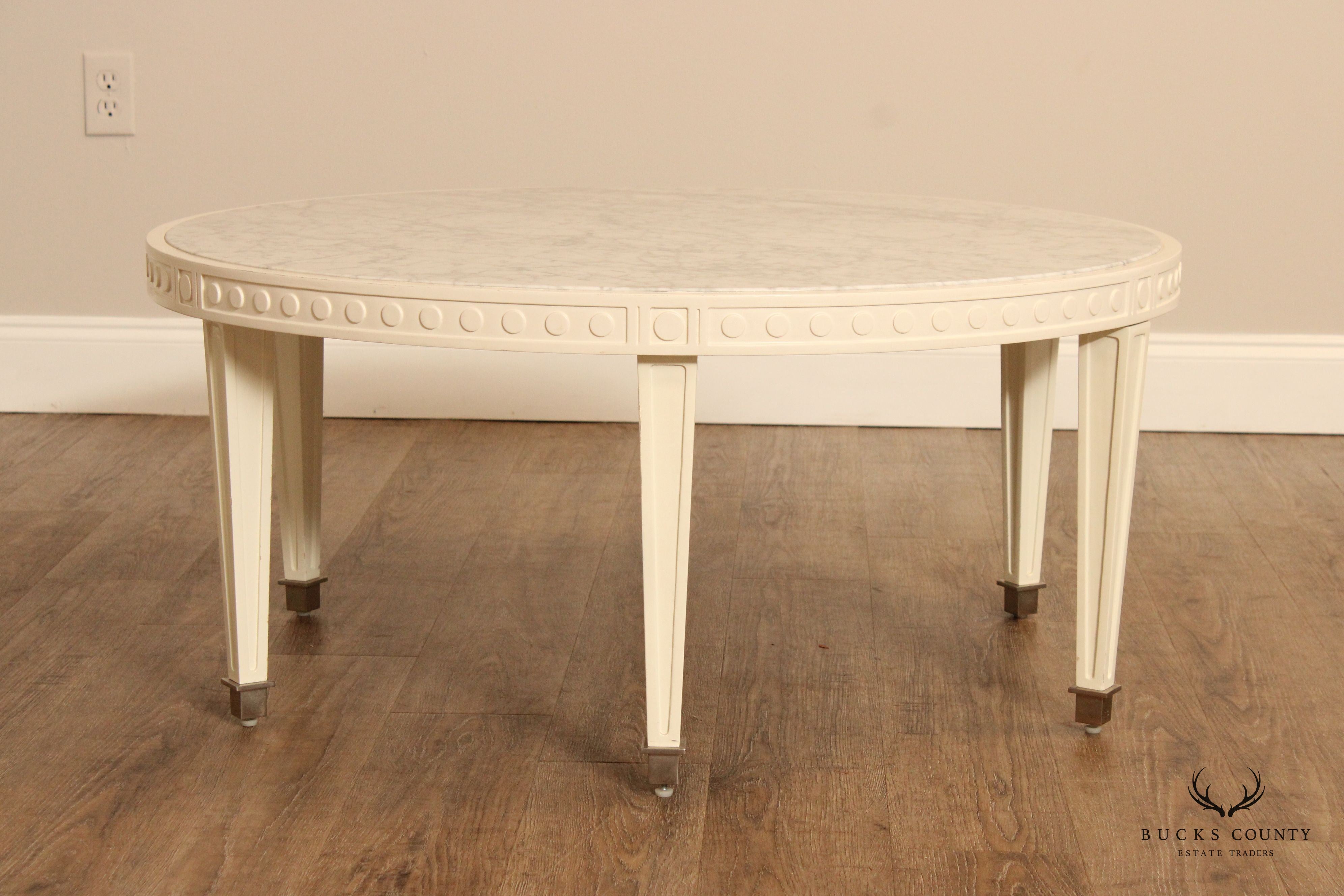 Jonathan Adler Italian Regency Style Round Marble Top Coffee Table