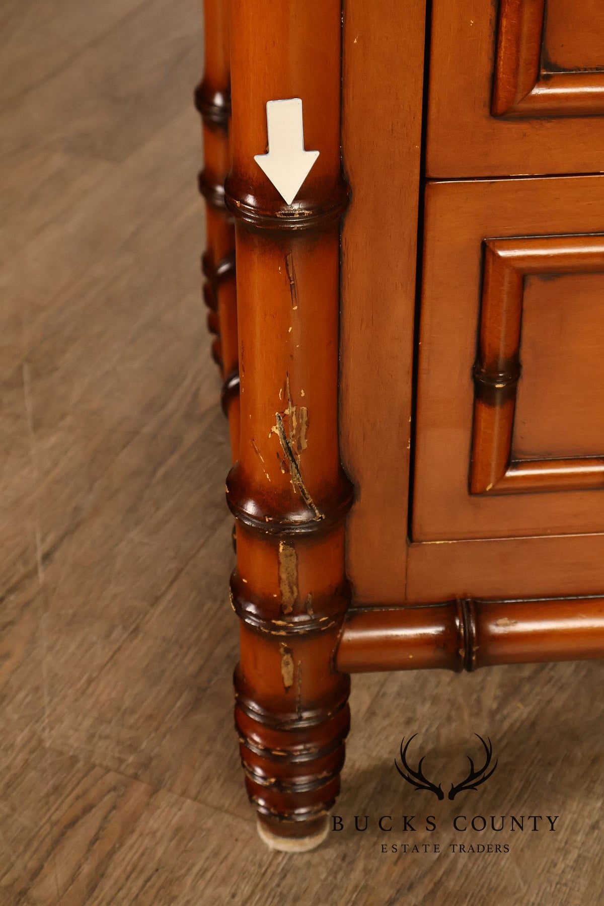 Williams Sonoma Marble Top Faux Bamboo Chest of Drawers