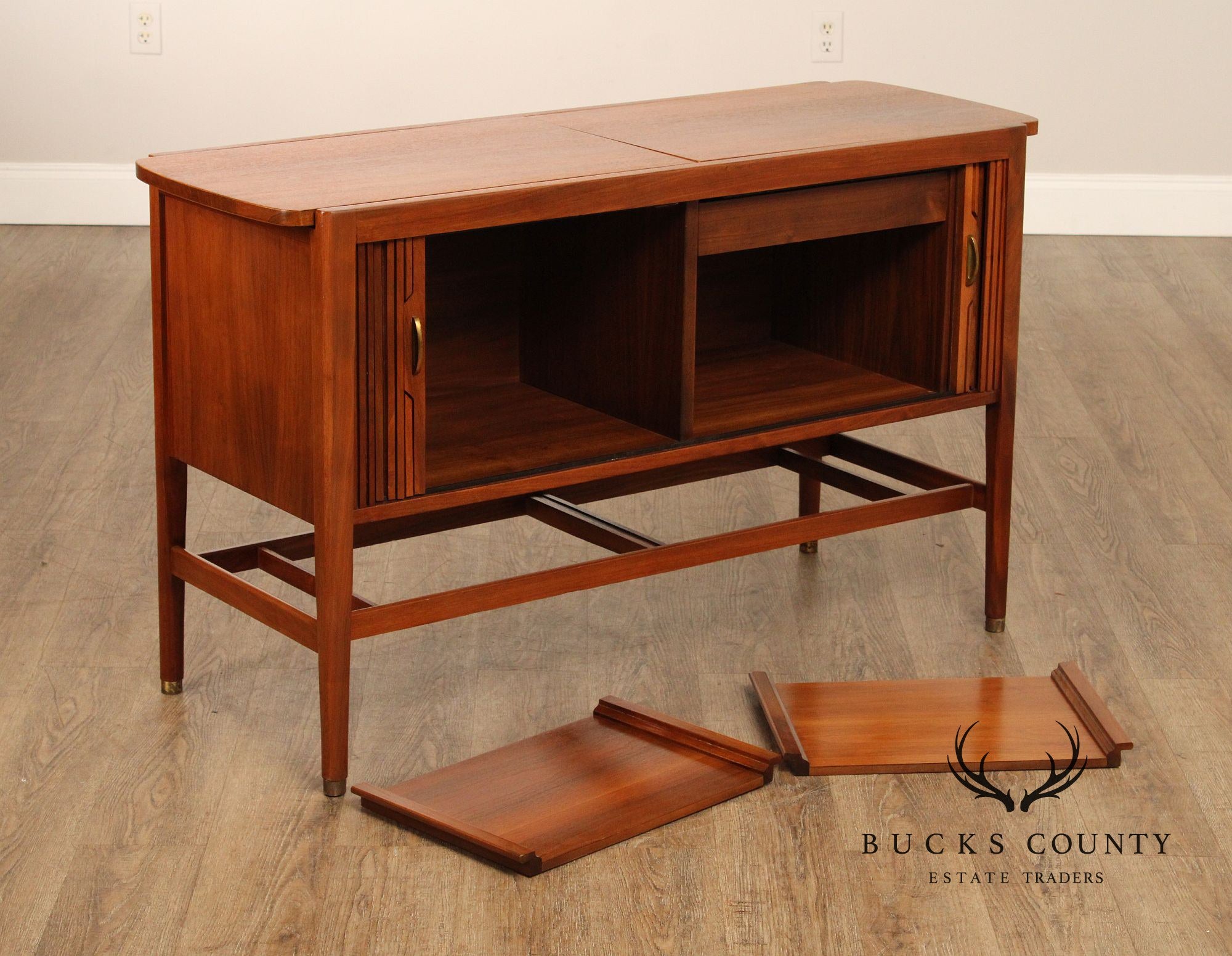 Drexel 'Declaration' Mid Century Modern Walnut Sliding Top Server