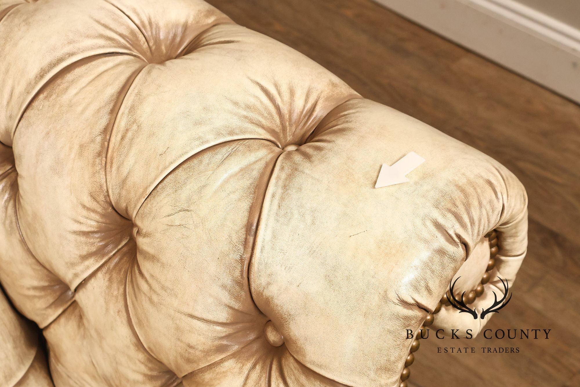 Chippendale Style Camelback Vintage Tufted Chesterfield Leather Sofa