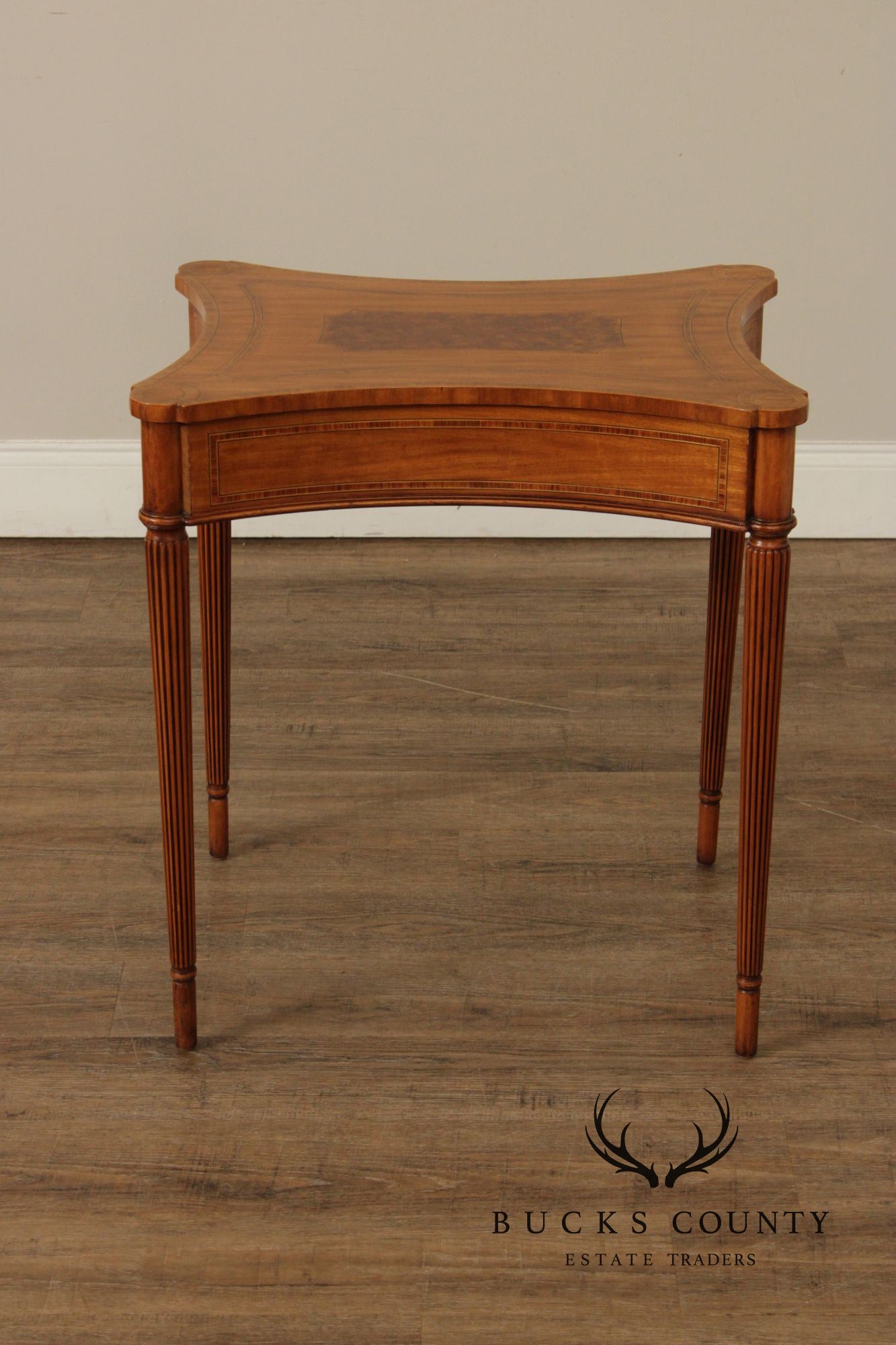 Maitland Smith Sheraton Style Single Drawer Inlaid Side Table