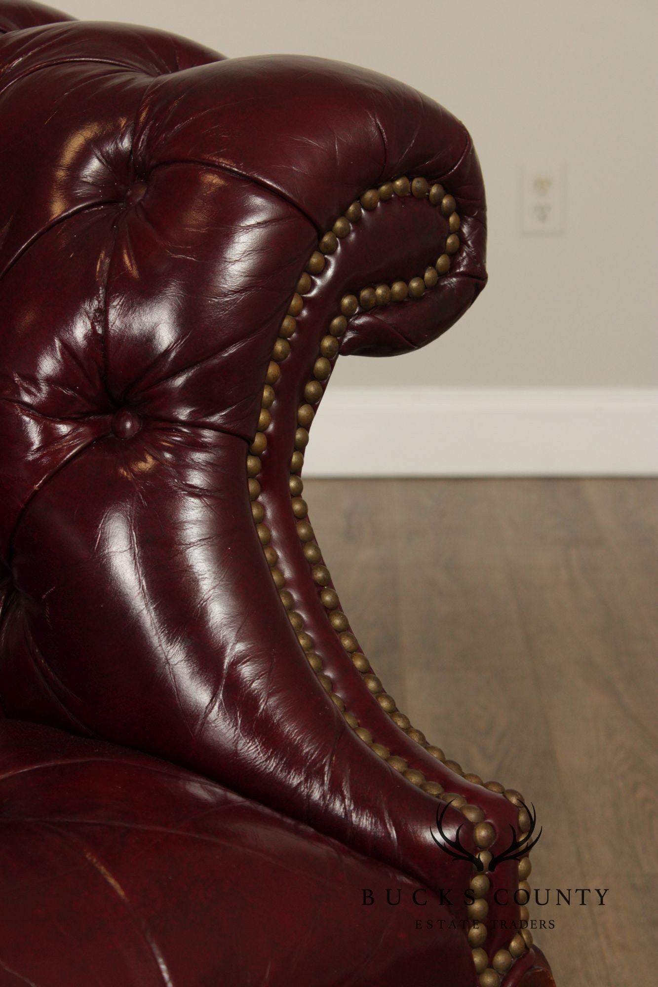 Chippendale Style Tufted Leather Chesterfield Camelback Sofa