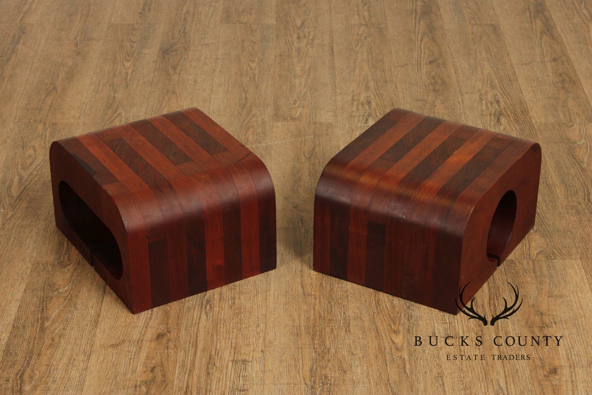 Mid Century Modern Pair of Rosewood Speaker Stands