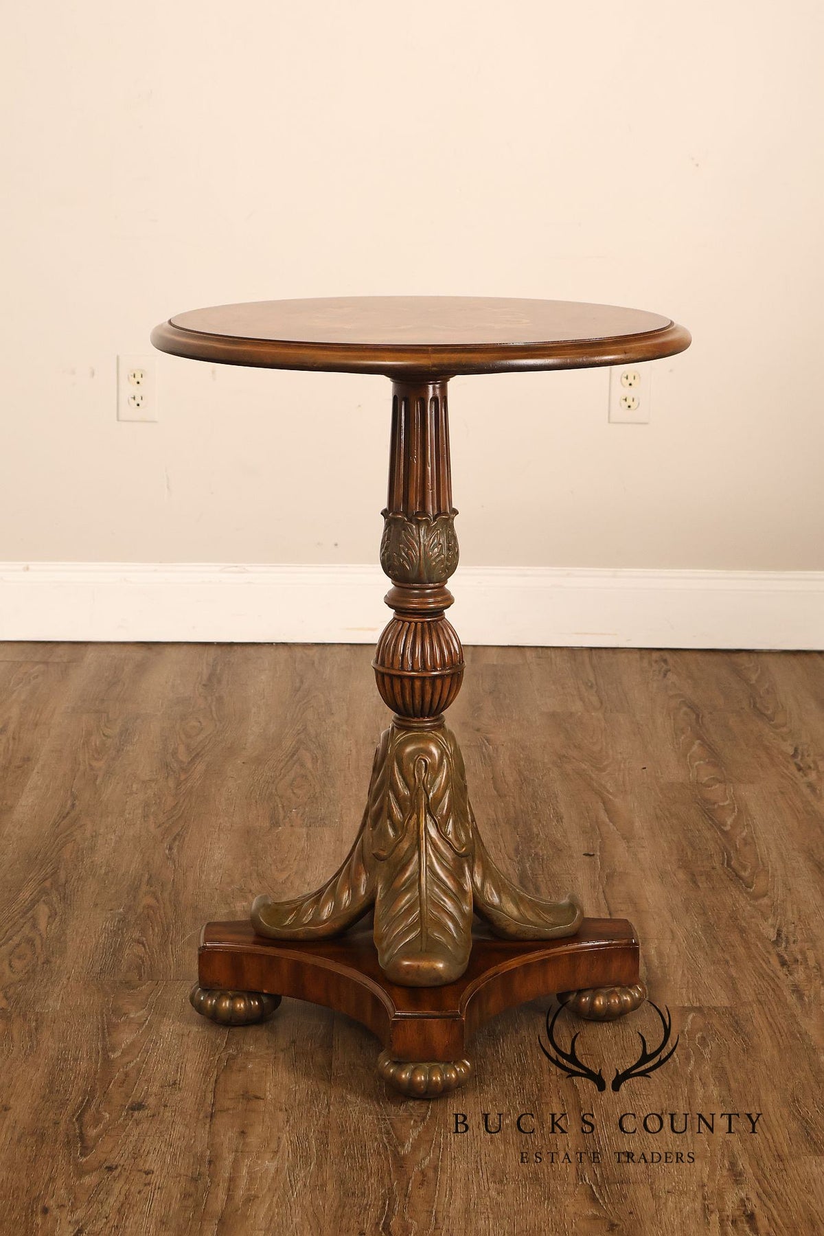 Maitland-Smith Empire Style Pair of Pedestal Side Tables