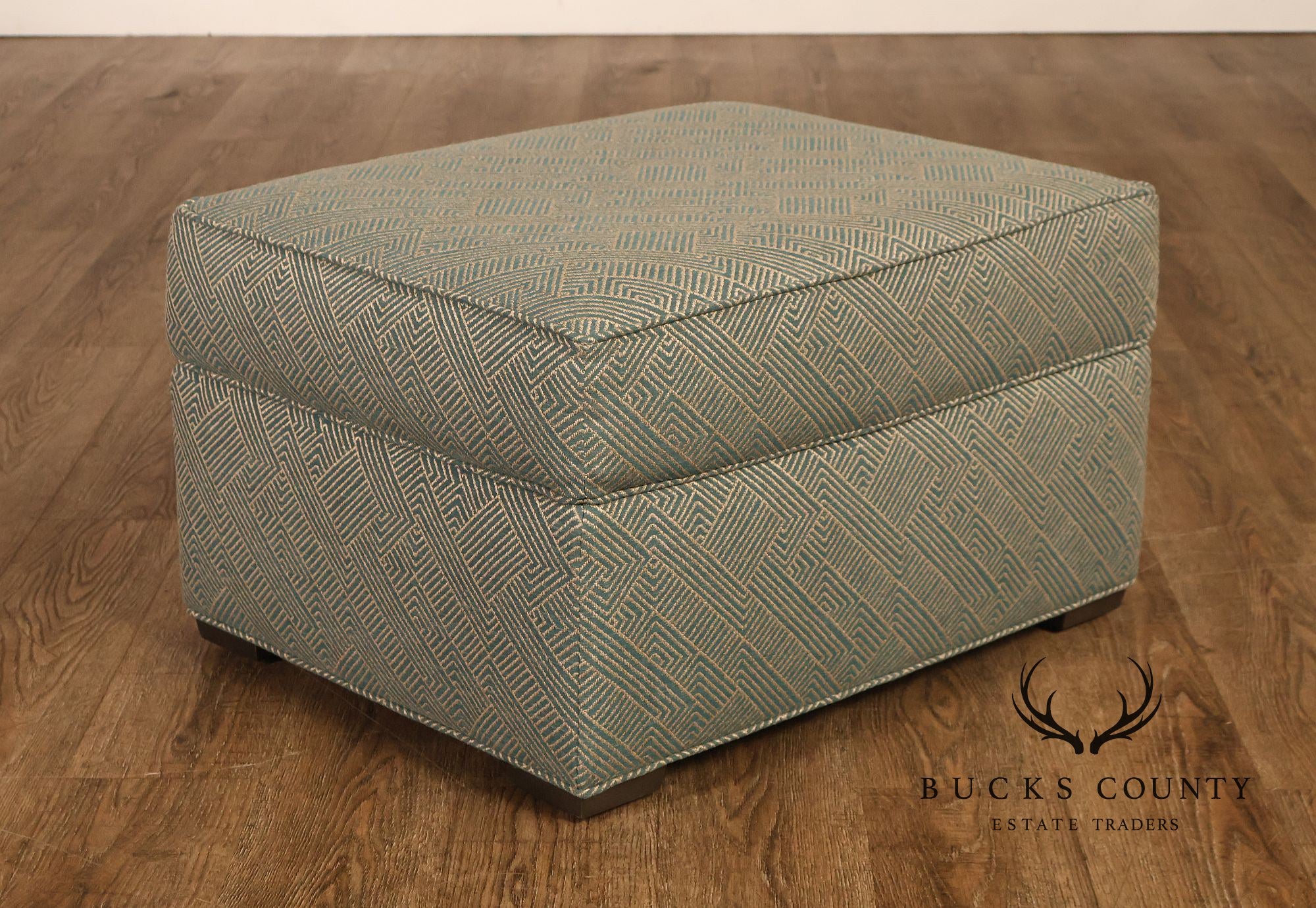 Ethan Allen Pair Of Upholstered Ottoman Footstools