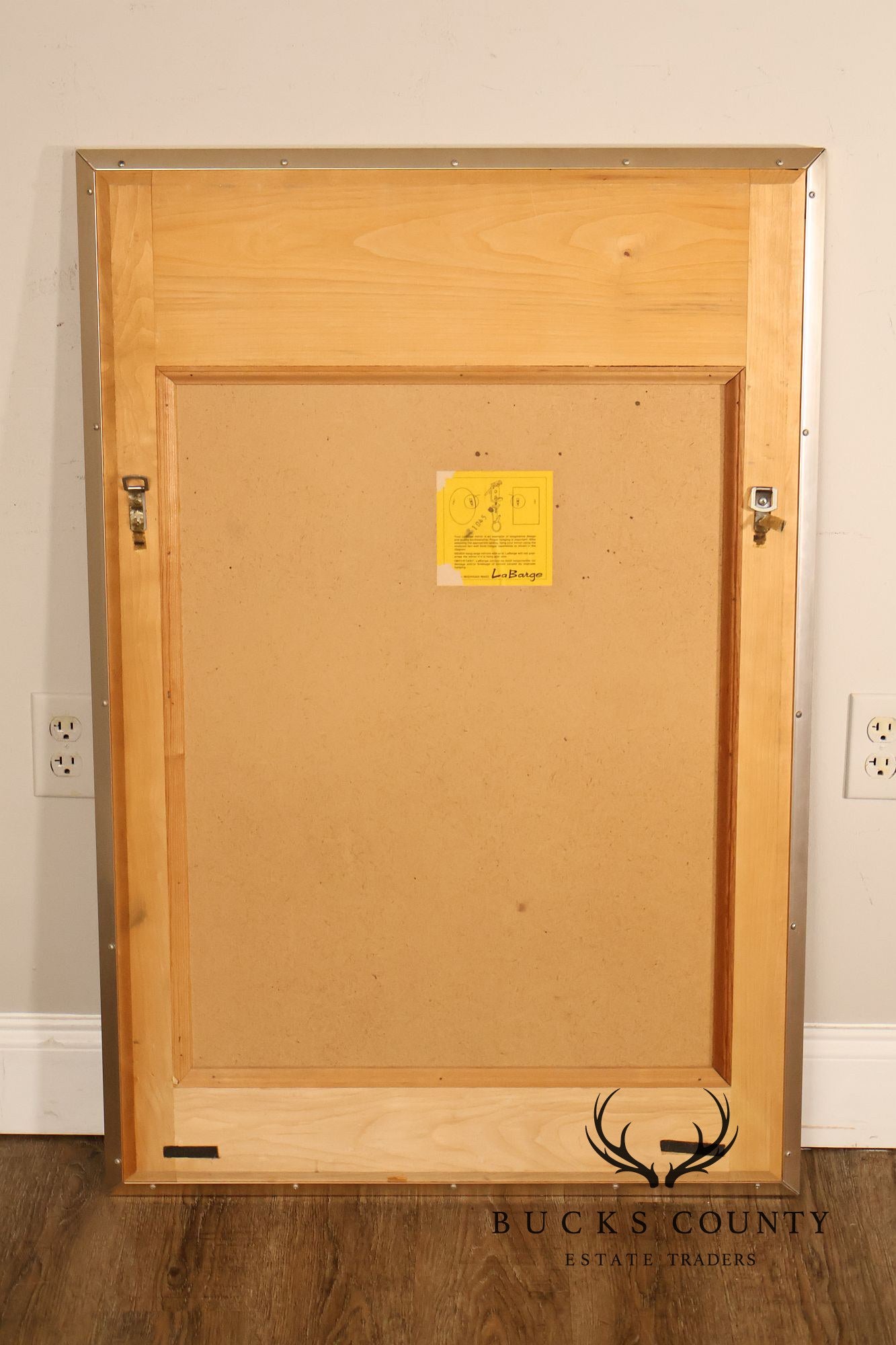 LaBarge Chinoiserie Eglomise Brass Wall Mirror