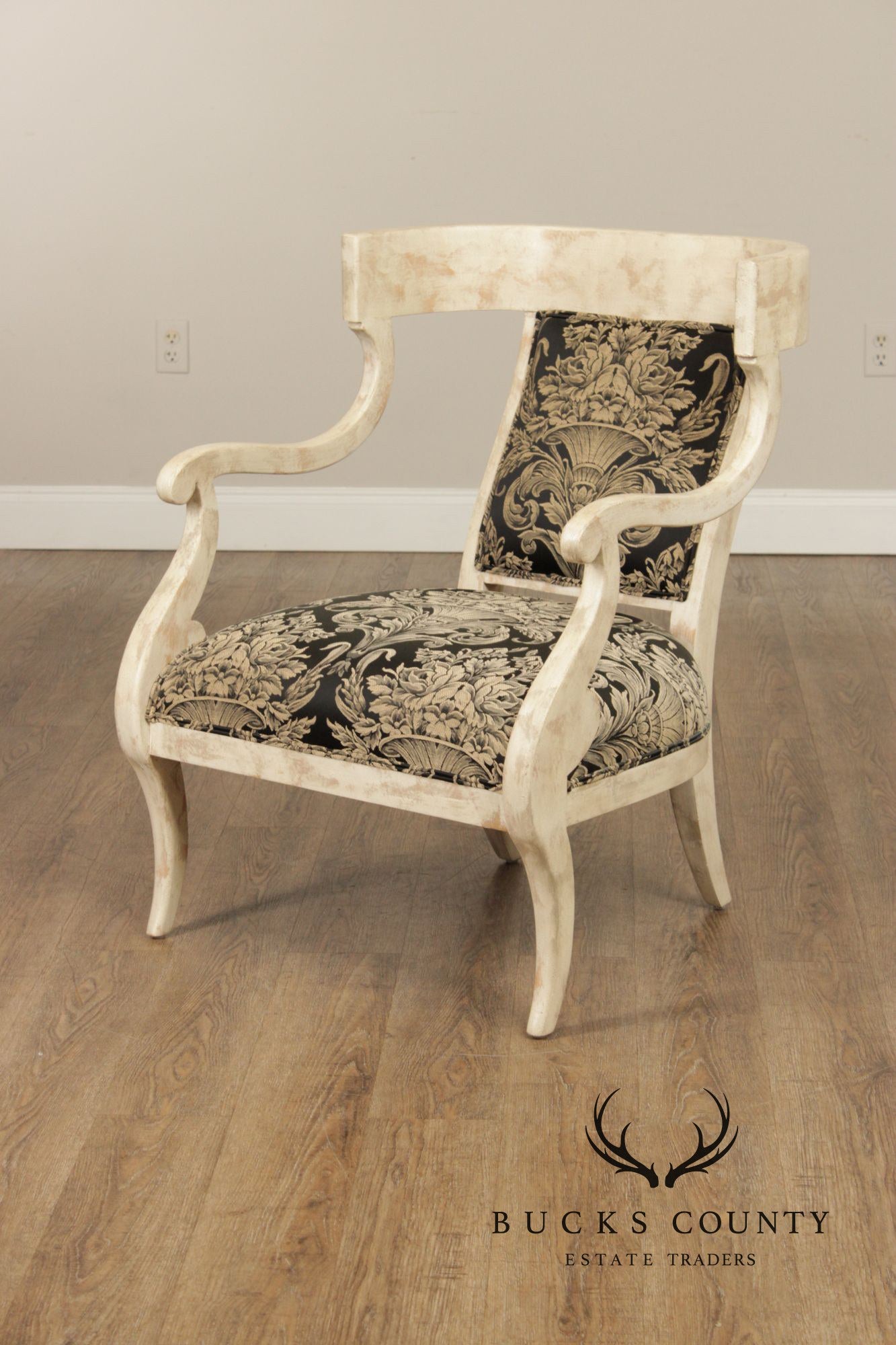 Regency Style Pair Of Painted Fauteuil Armchairs