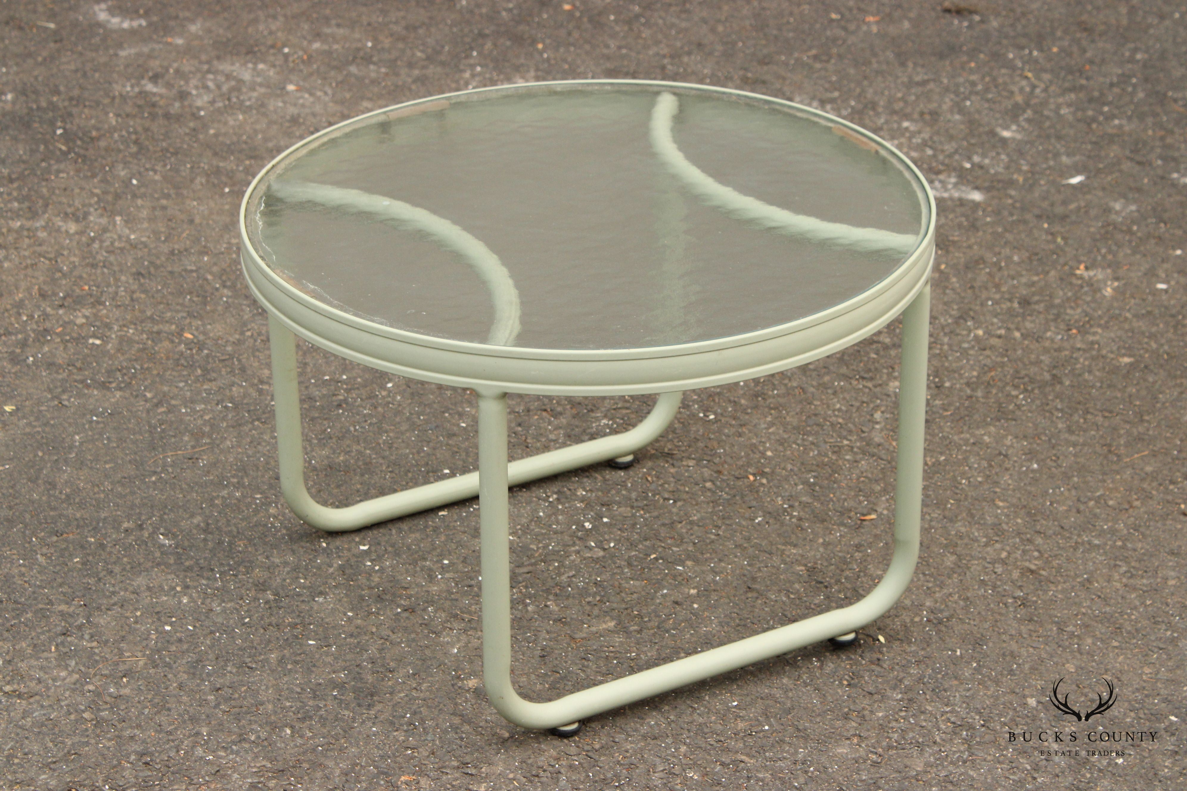 Modern Round Glass Top Outdoor Patio Accent Table