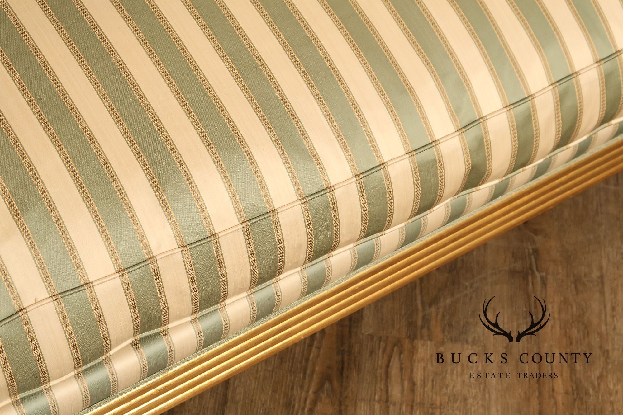 Quality Empire Style Swan Carved Giltwood Upholstered Bench