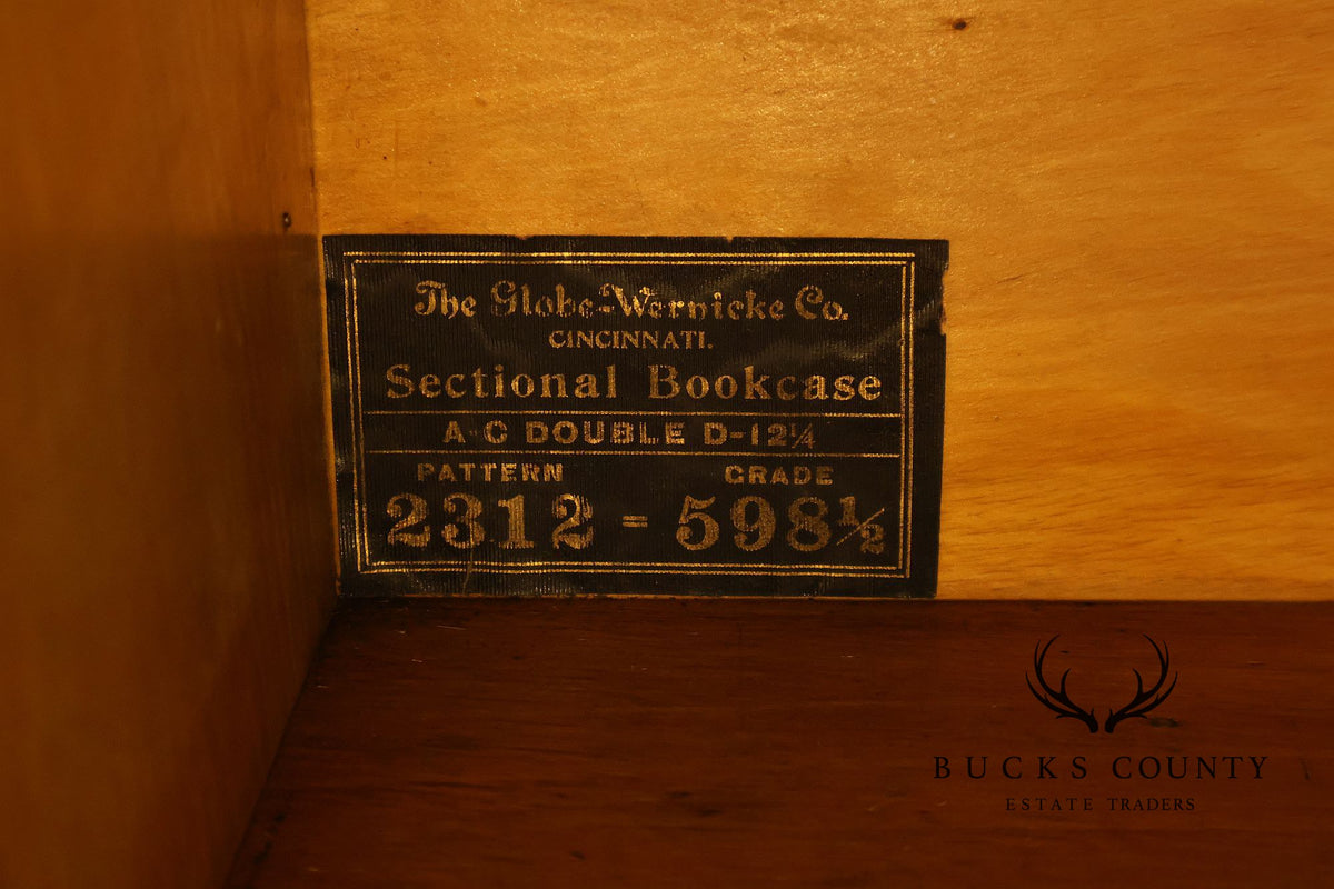 Antique Globe-Wernicke Mahogany Double Wide Barrister Bookcase