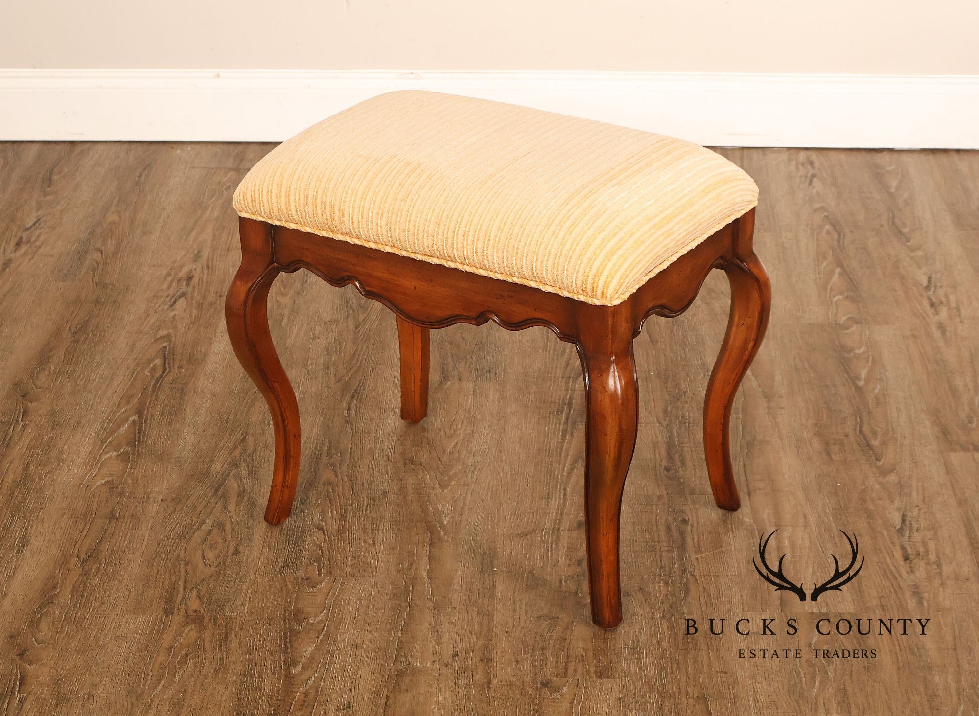French Louis XV Style Carved Wood Vanity Stool