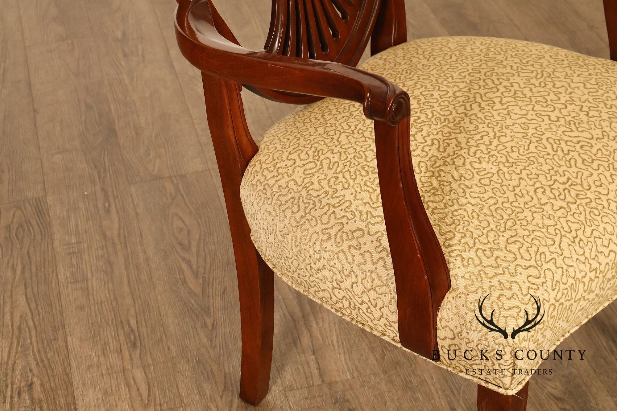 Stickley Hepplewhite Style Set of Eight Mahogany Shield Back Dining Chairs