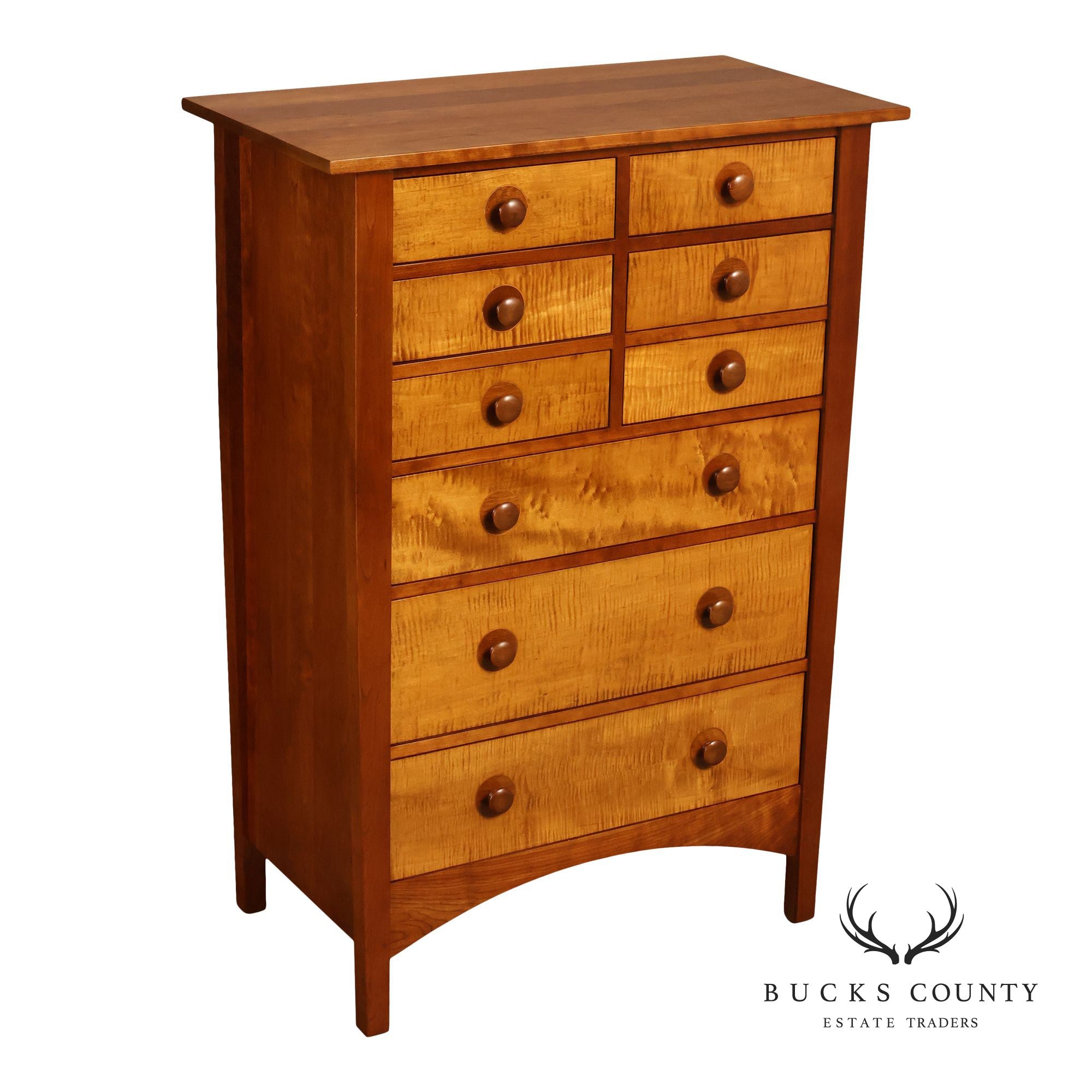 Stickley Mission Collection Harvey Ellis Cherry and Maple Tall Chest