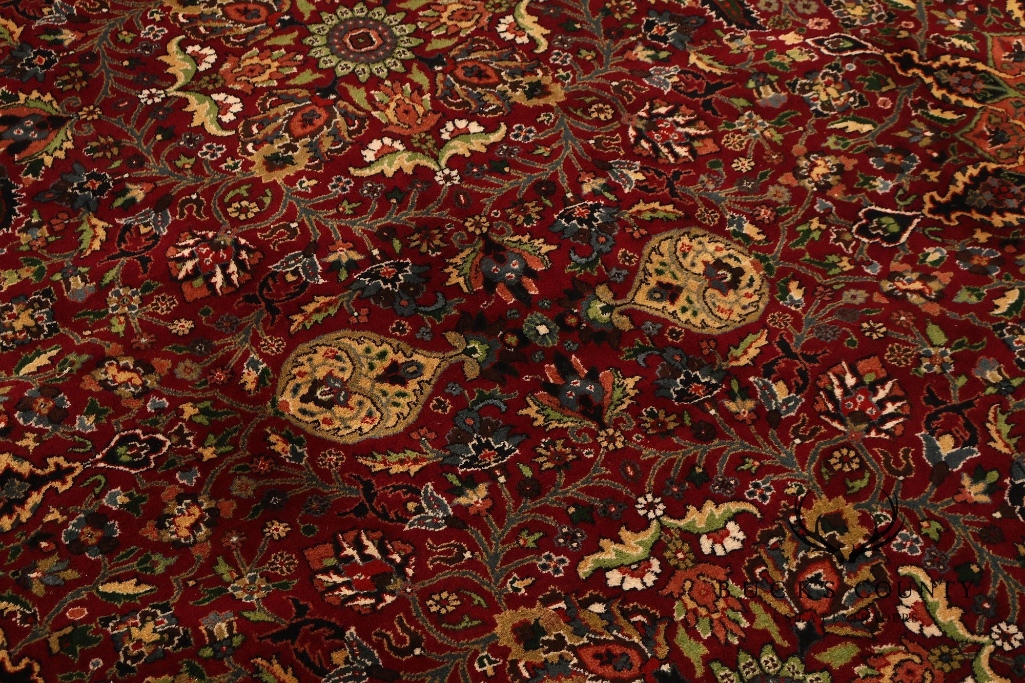 Hand Knotted Persian Style Wool Area Rug With Floral Medallion Design