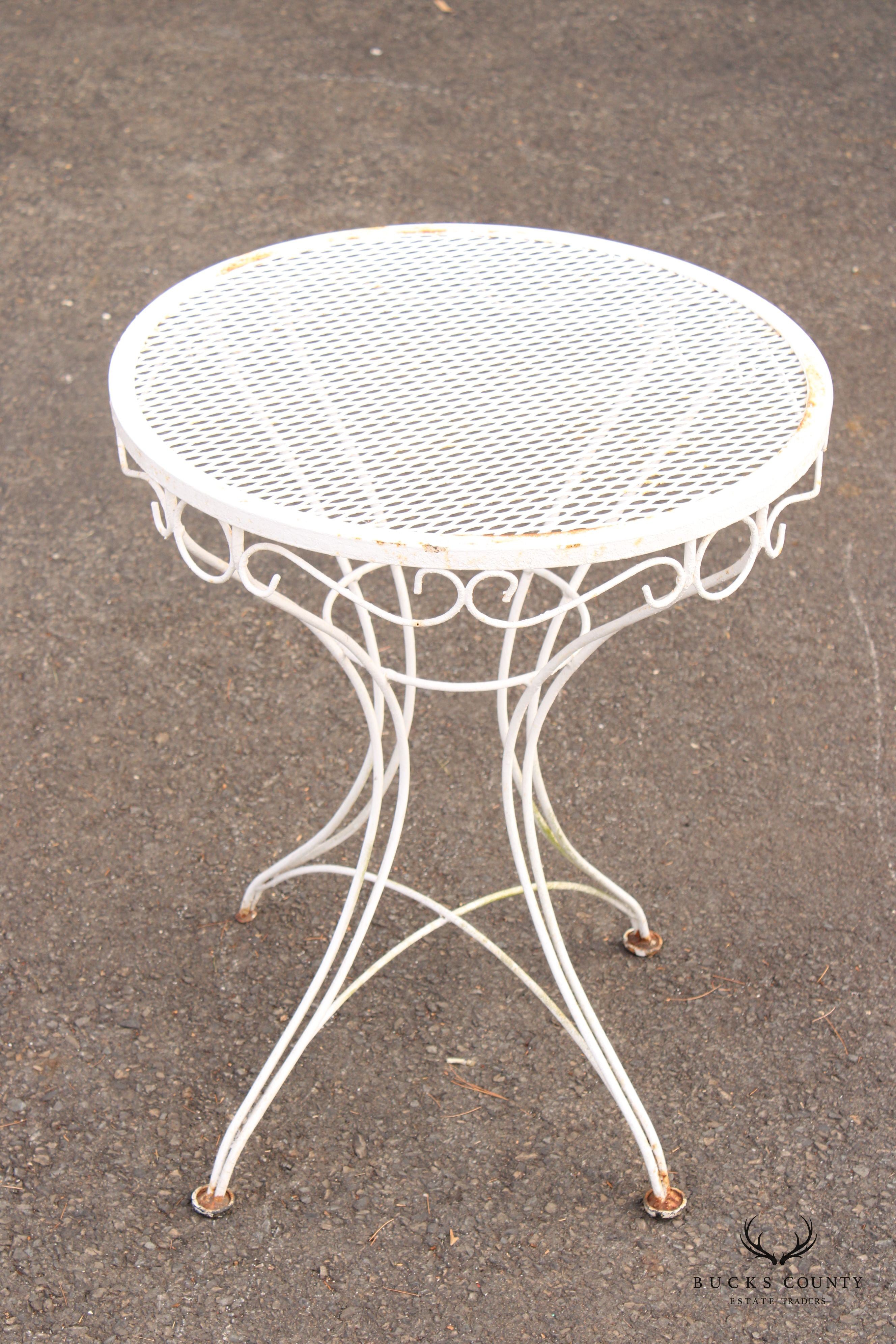 Vintage Wrought Iron Round Outdoor Garden Accent Table