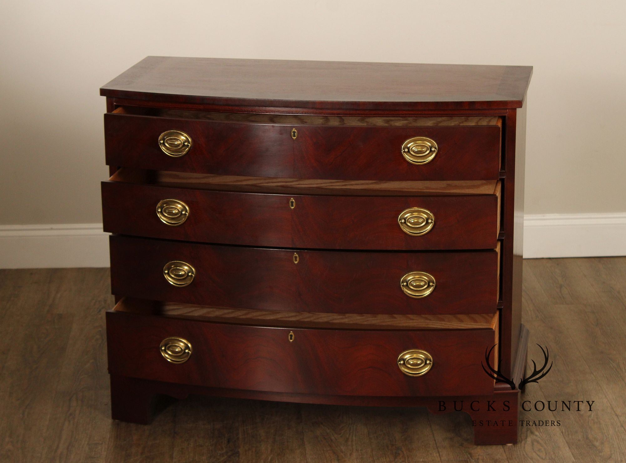 Ethan Allen 18th Century Mahogany Collection Bowfront Chest