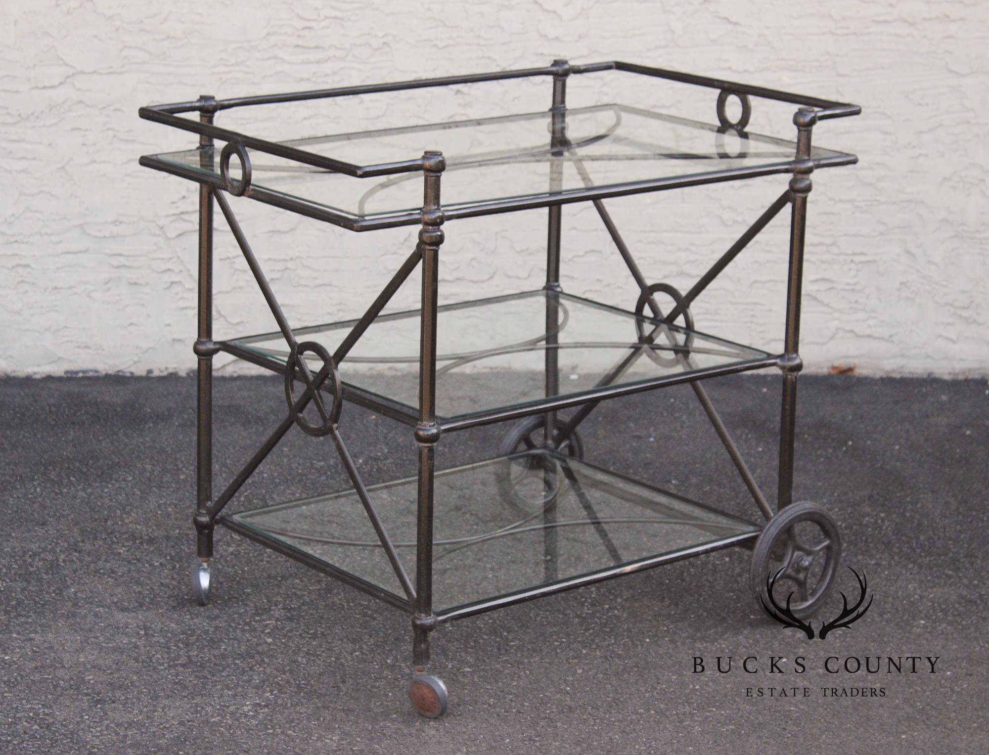 Woodard Delphi Three-Tier Patio Serving Bar Cart