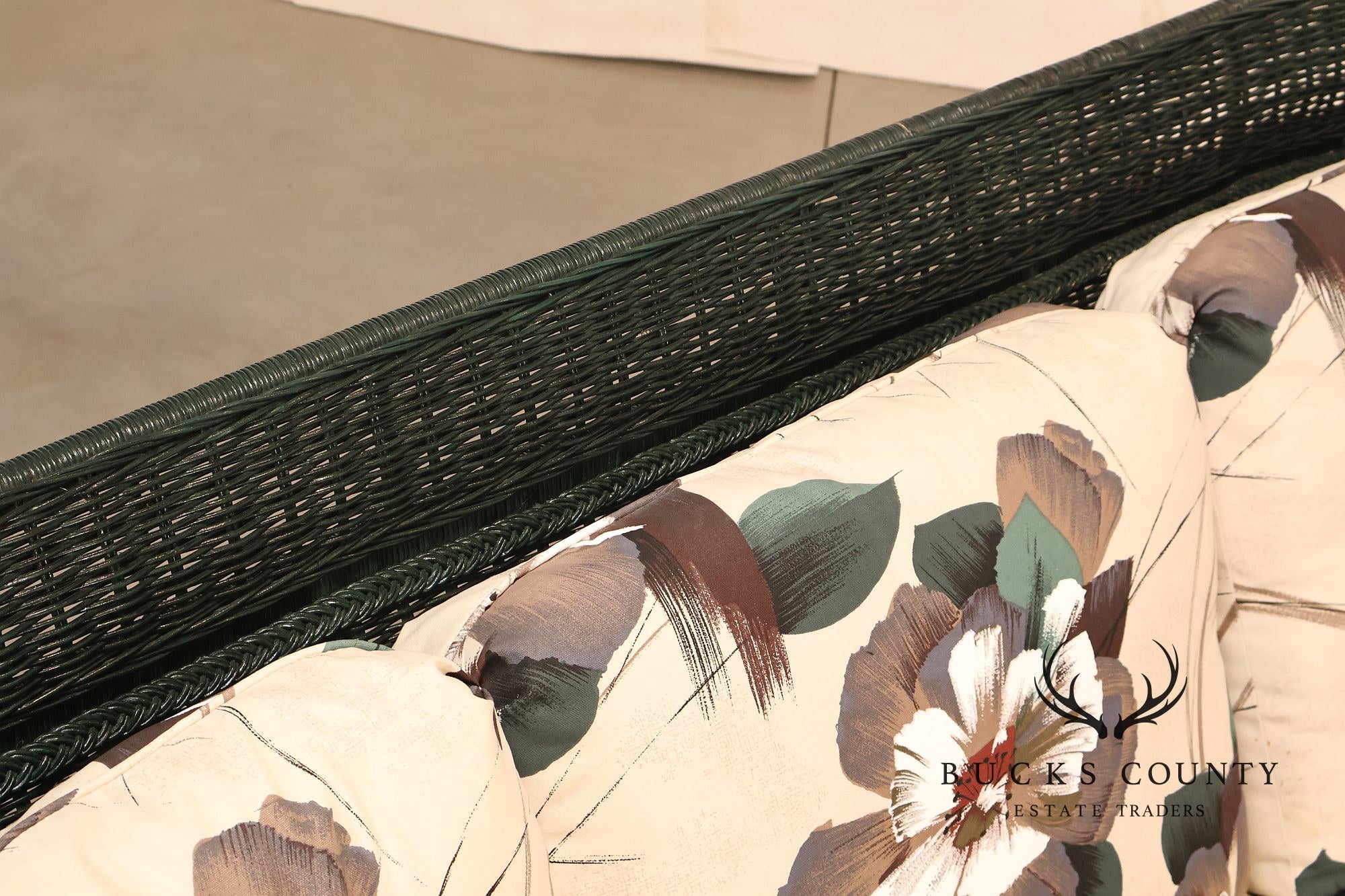 Henry Link Wicker Floral Upholstered Sofa