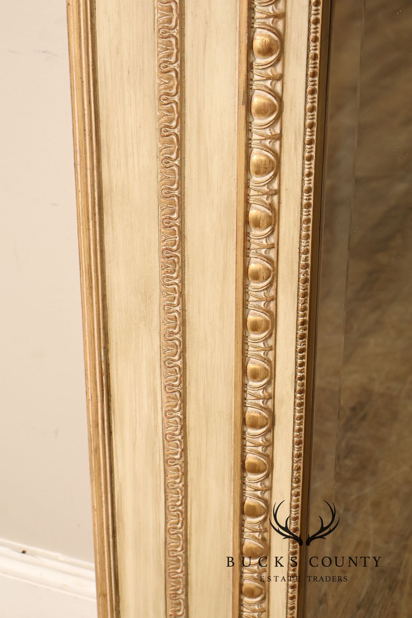 French Neoclassical Style Distress Painted Trumeau Mirror
