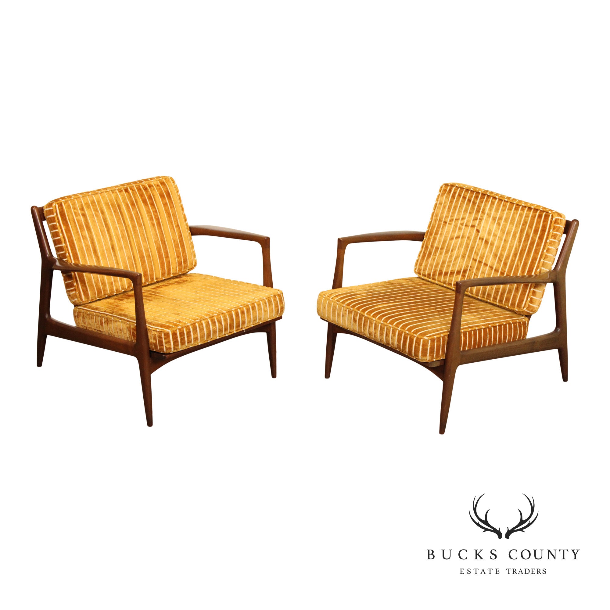 Kofod Larsen for Selig Danish Modern Pair of Lounge Chairs