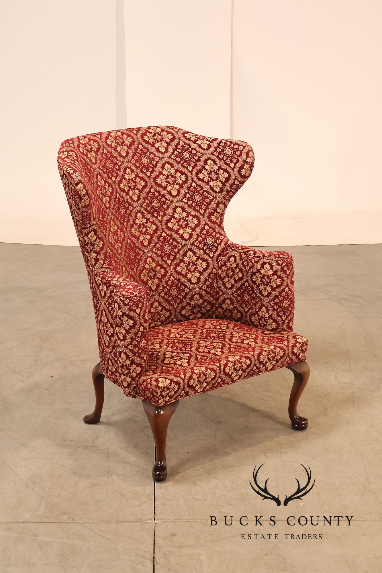 Smith & Watson Queen Anne Style Pair of Wing Chairs