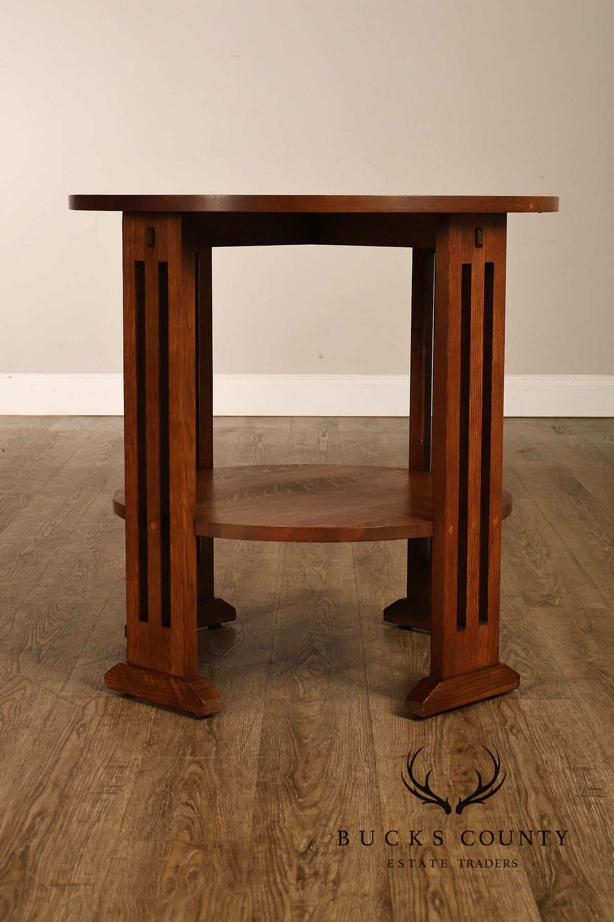 Stickley Mission Collection Oak Round Lamp Table