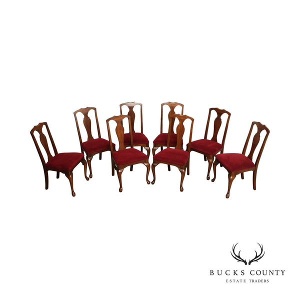 Queen Anne Style Set of Eight Carved Cherry Dining Chairs