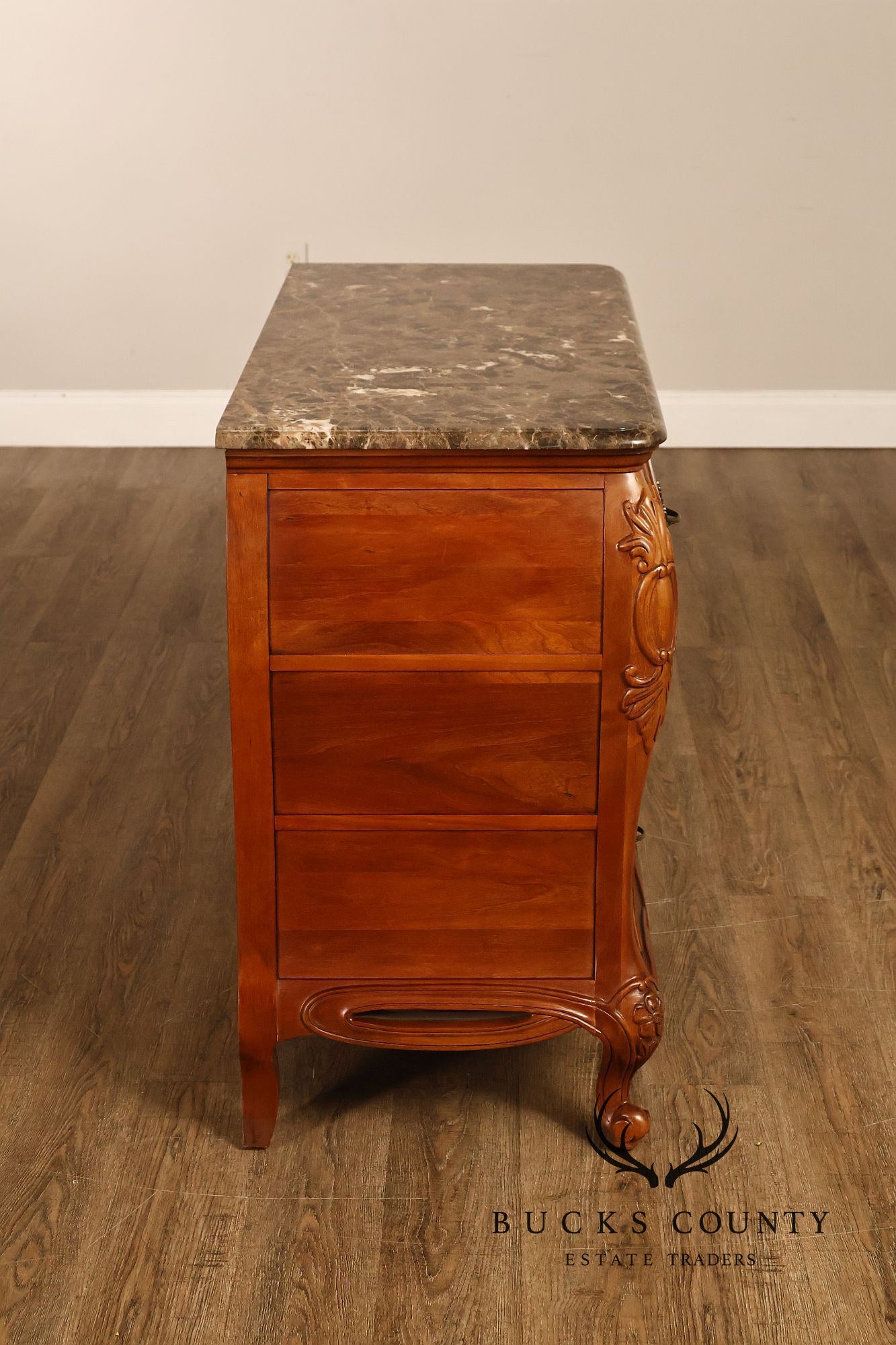Century Furniture Pair of Marble Top Bombe Chests