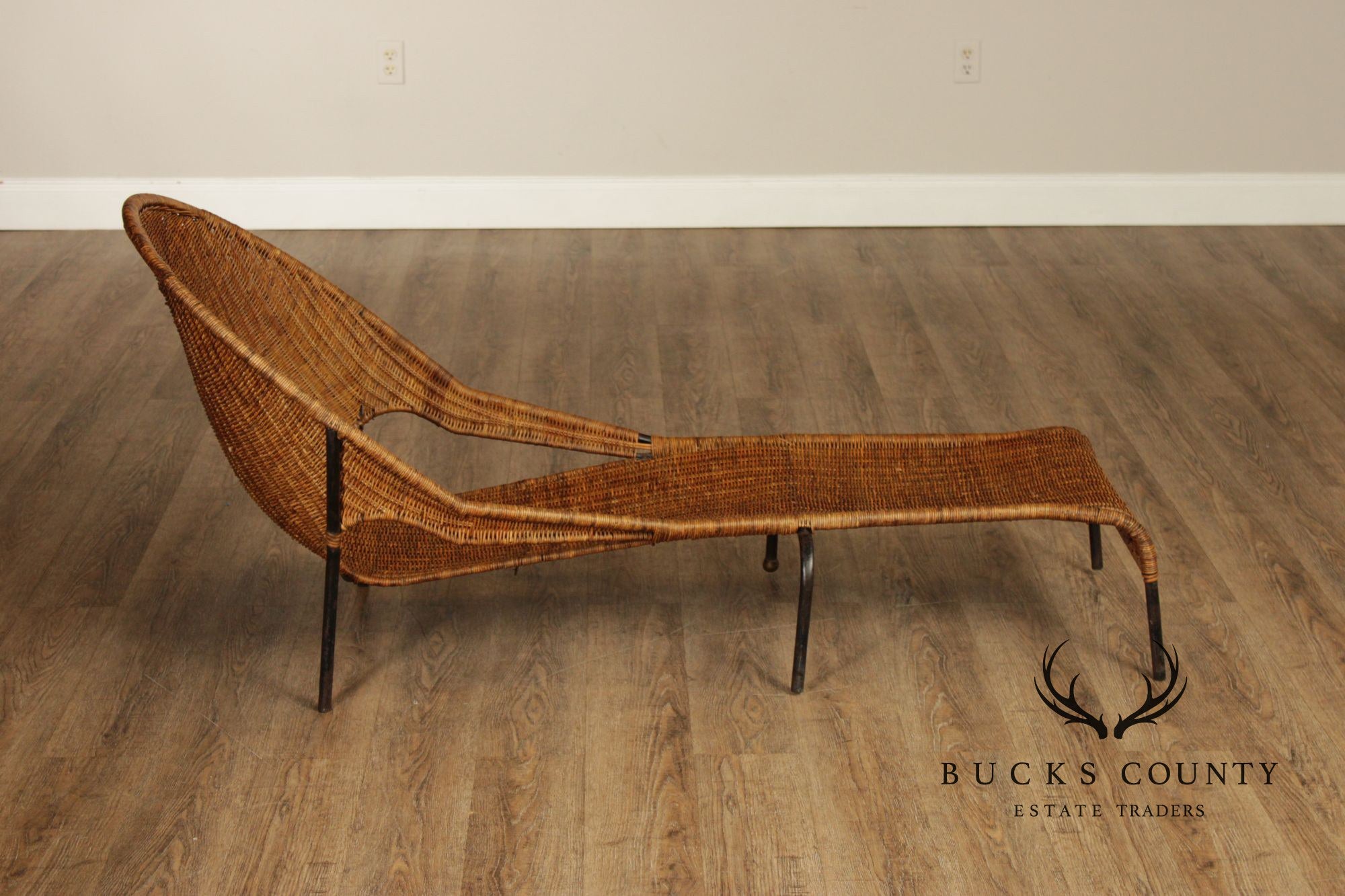 Francis Mair Attributed Mid Century Modern Wicker Lounge Chair