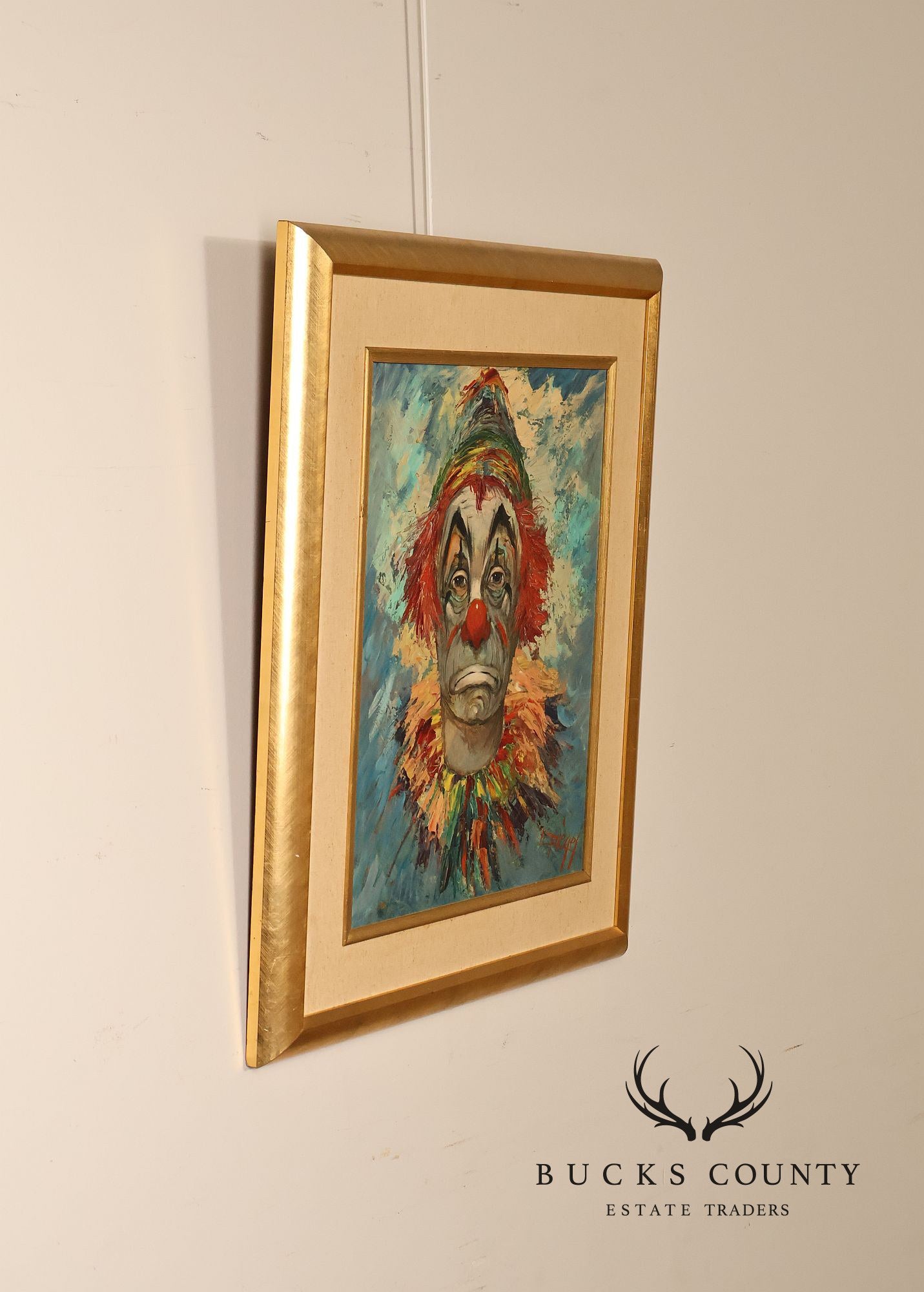 Louis Spiegel Mid Century Original Clown Oil Painting