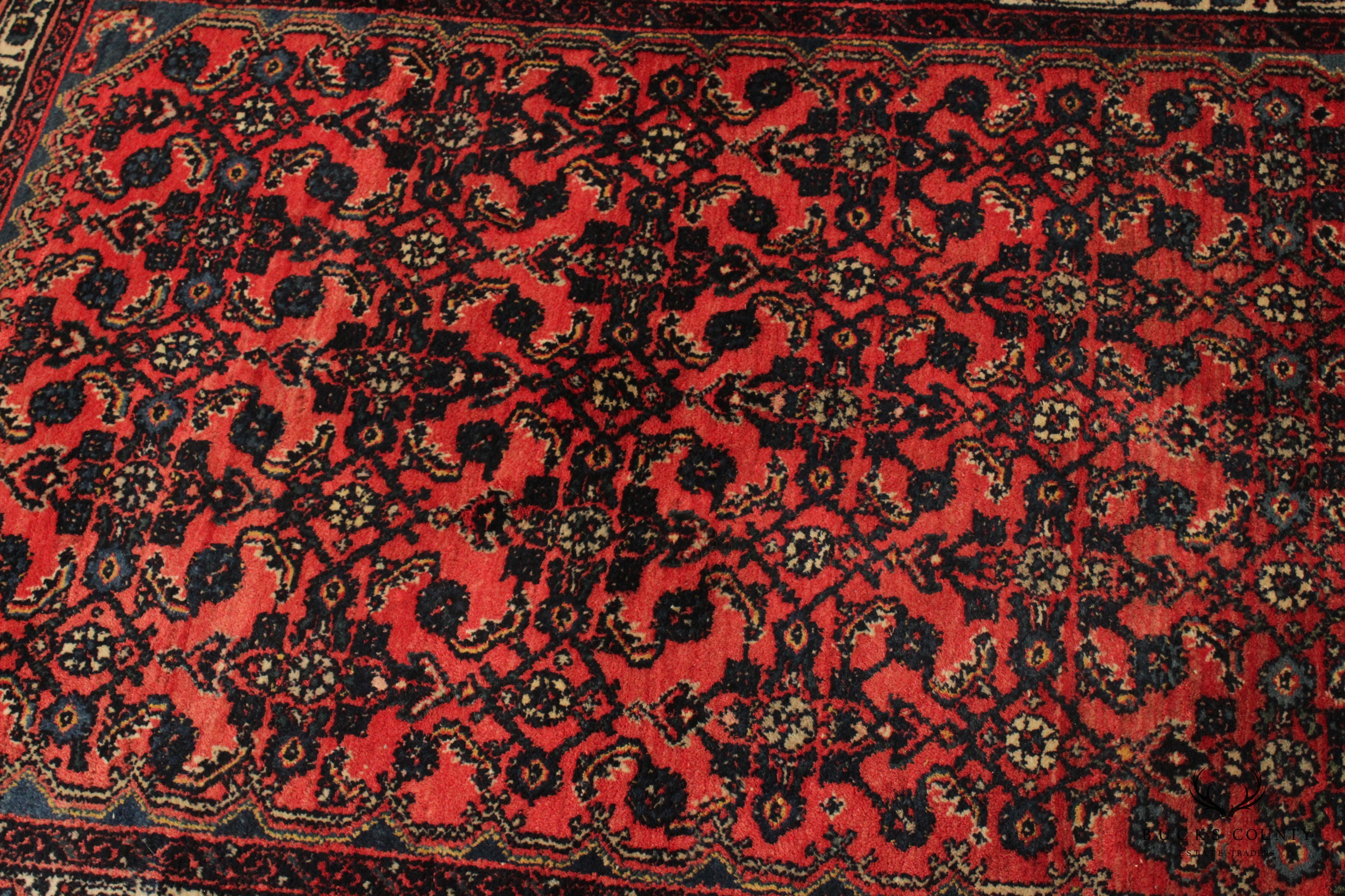 Persian Baluchi Tribal Wool Area Rug With Red Field, 6' x 4'