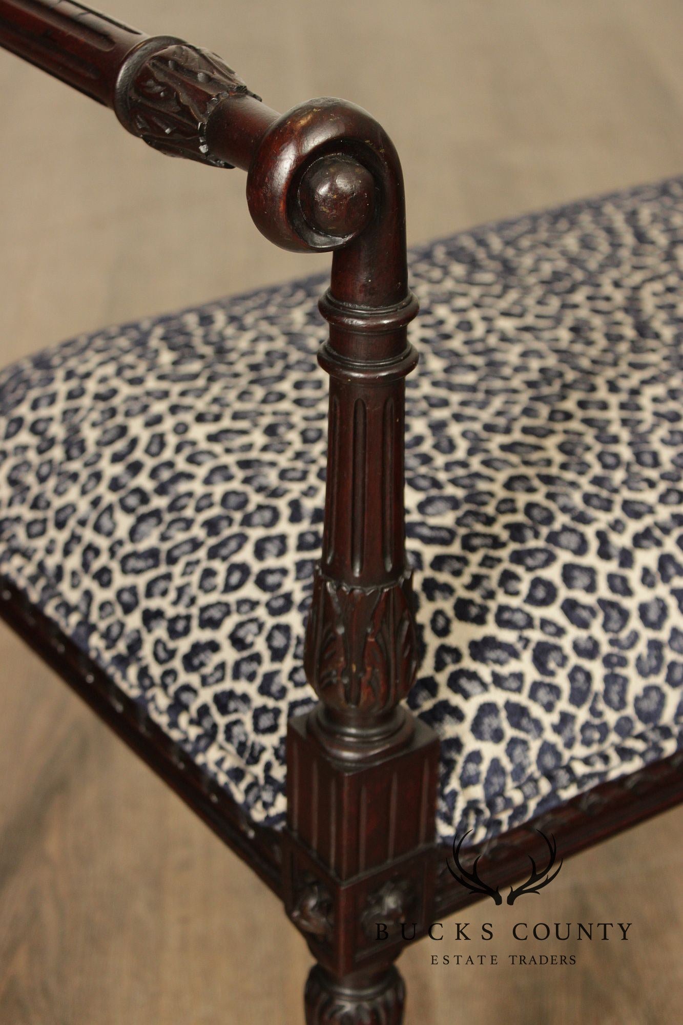 French Louis XVI Style Mahogany Vanity Bench