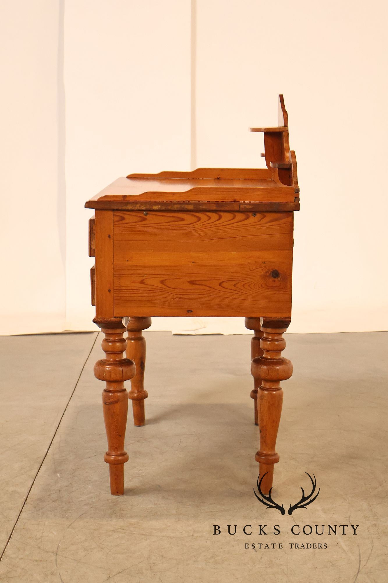 Antique Rustic Pine Five Drawer Work Table Or Dressing Table