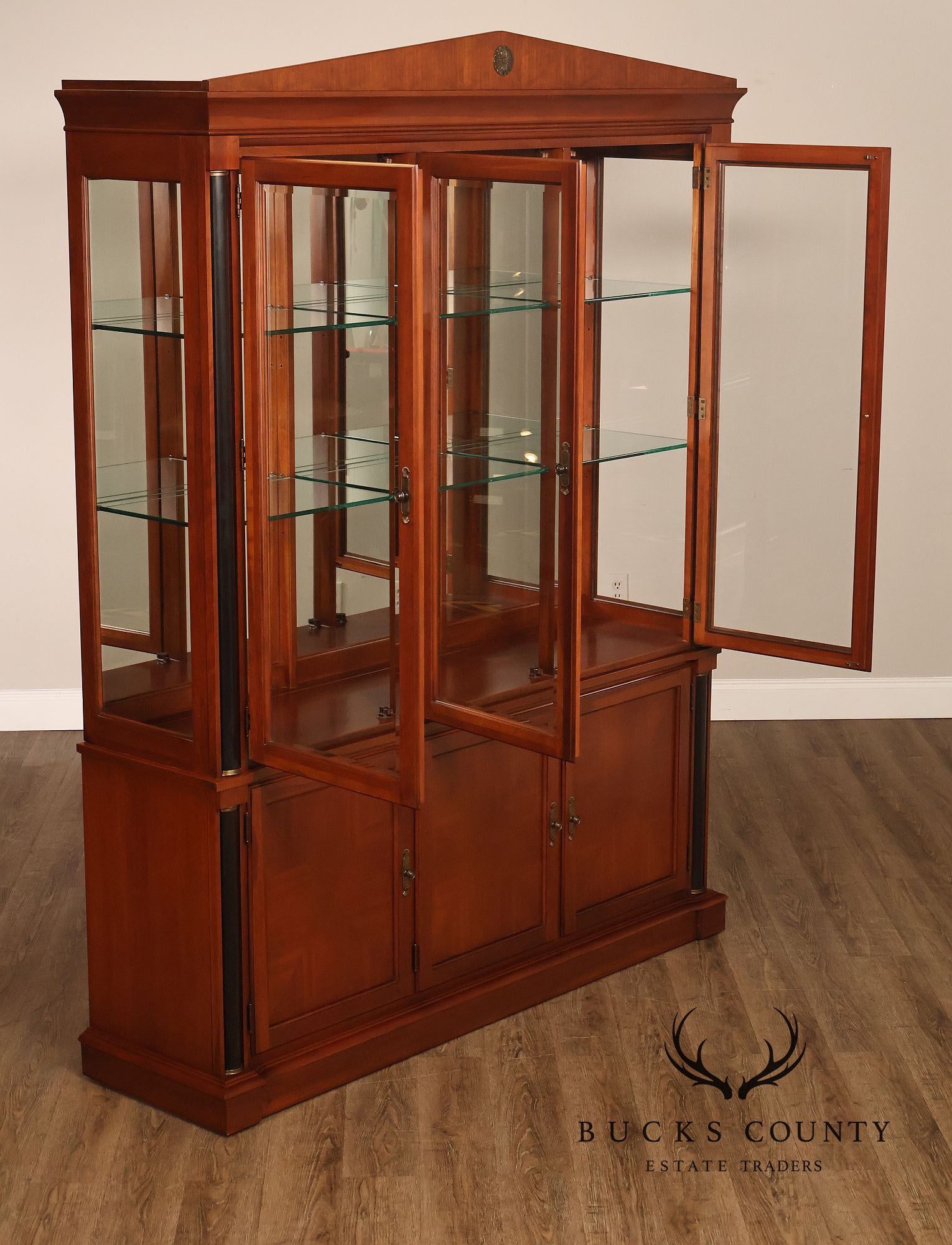 Ethan Allen Medallion Collection Cherry Lighted China Cabinet