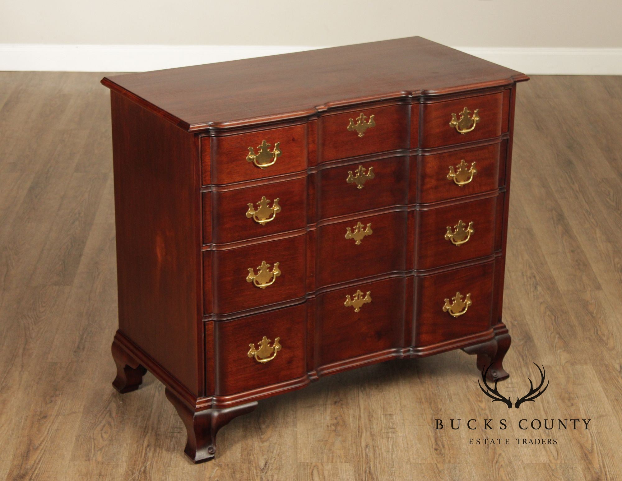 Kindel Chippendale Style Mahogany Blockfront Chest