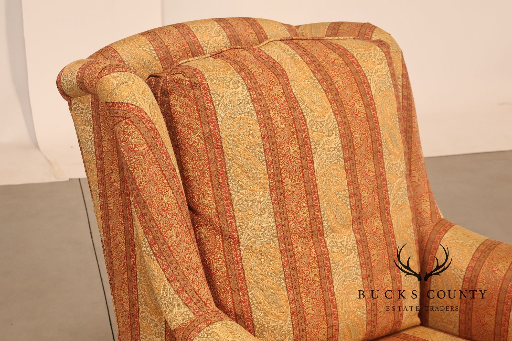Hickory Chair Chippendale Style Custom Upholstered Wing backArmchair