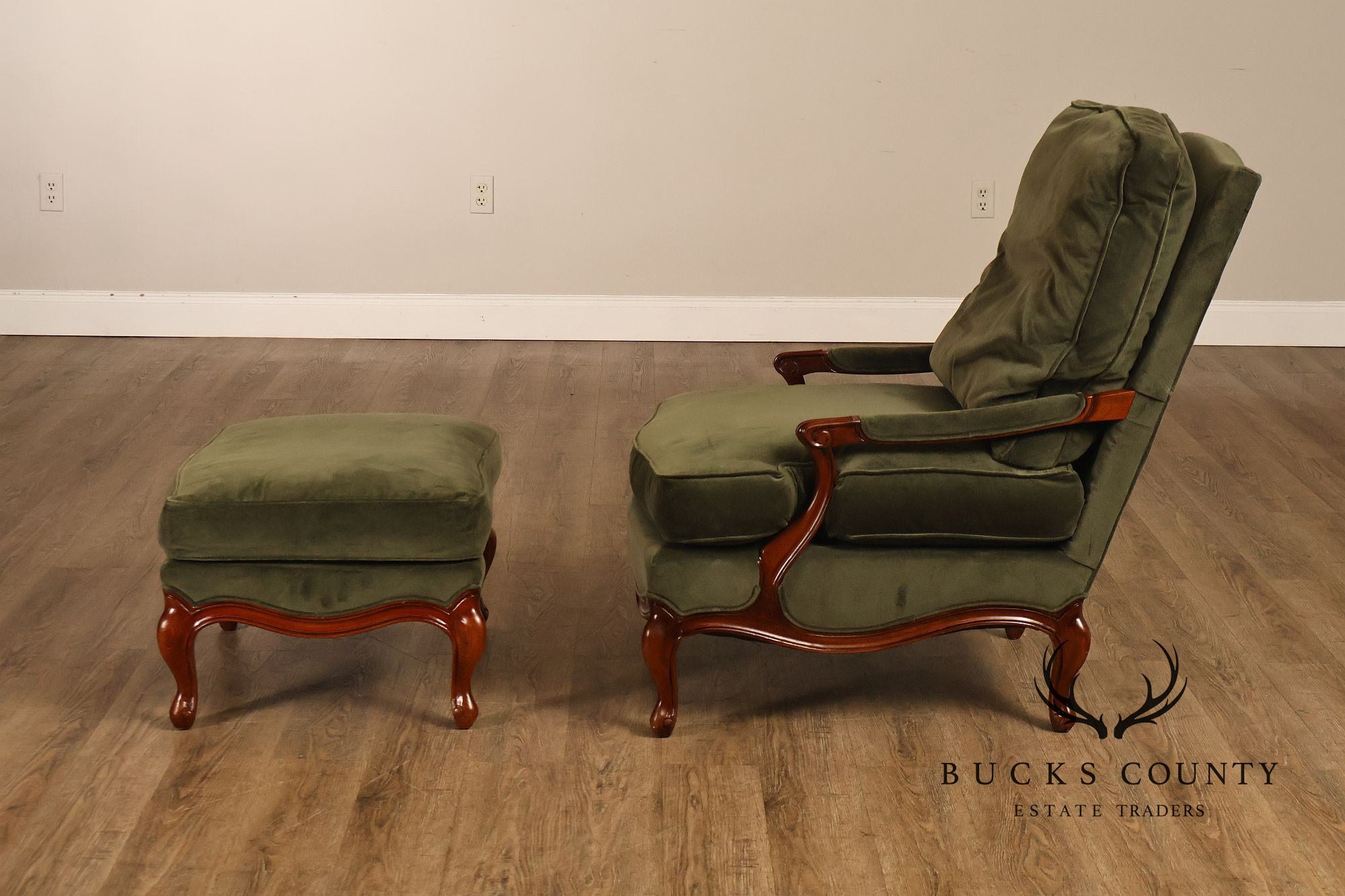 Hickory Chair Mark Hampton Collection Louis XV Style Upholstered Lounge Chair And Ottoman