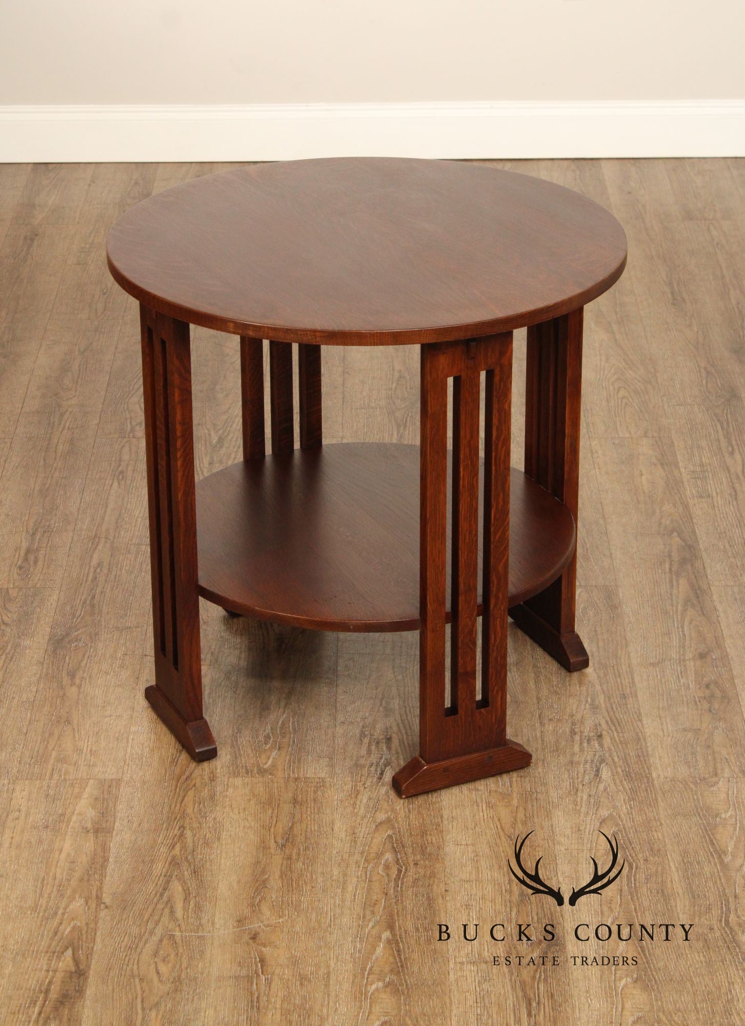 Stickley Mission Collection Oak Round Lamp Table