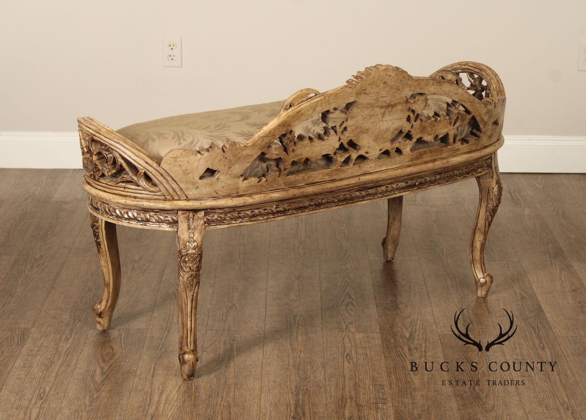 Italian Rococo Style Antiqued Window Bench