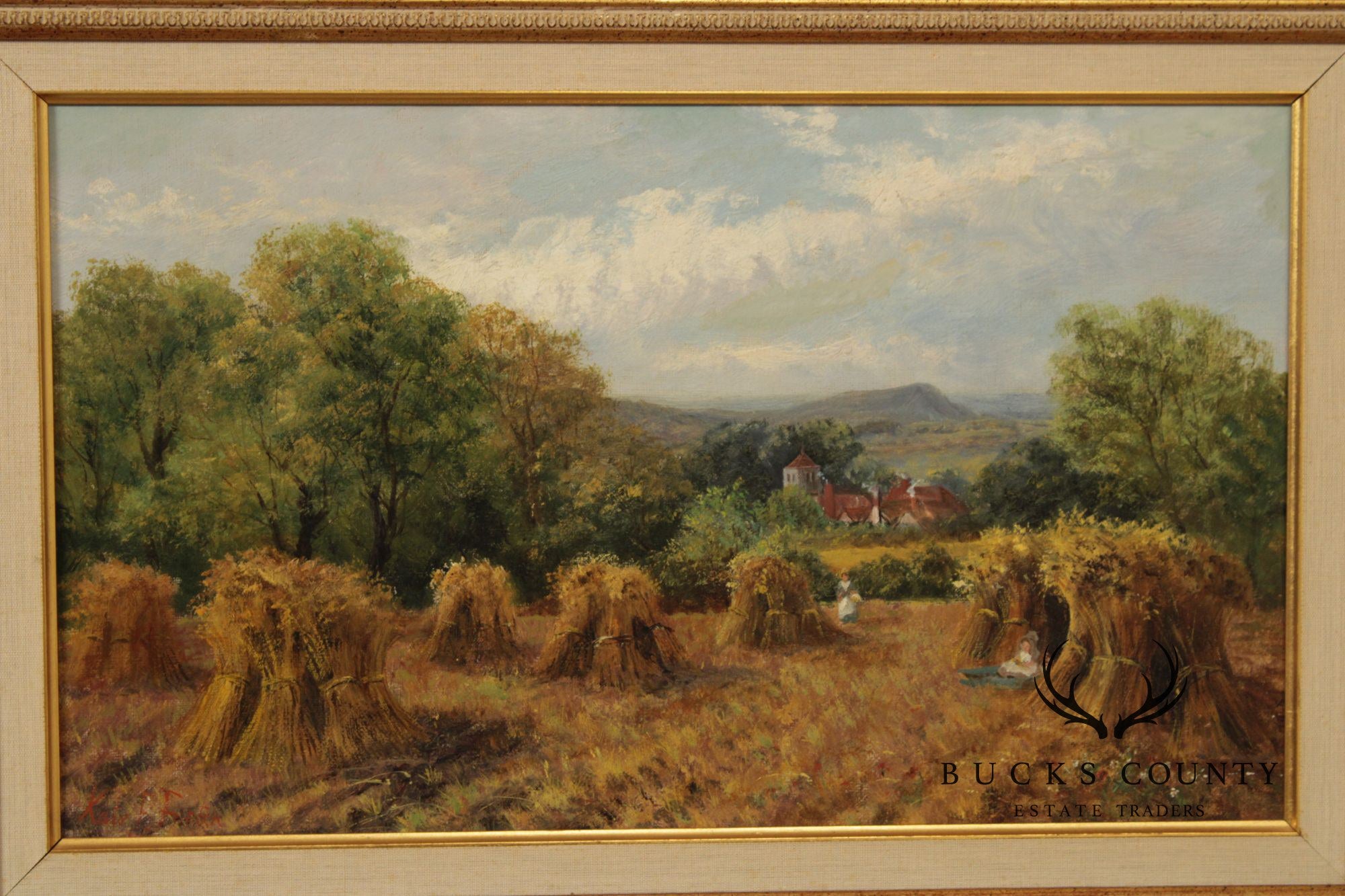 Kate E. Foster Oil Painting, 'Hayfield'