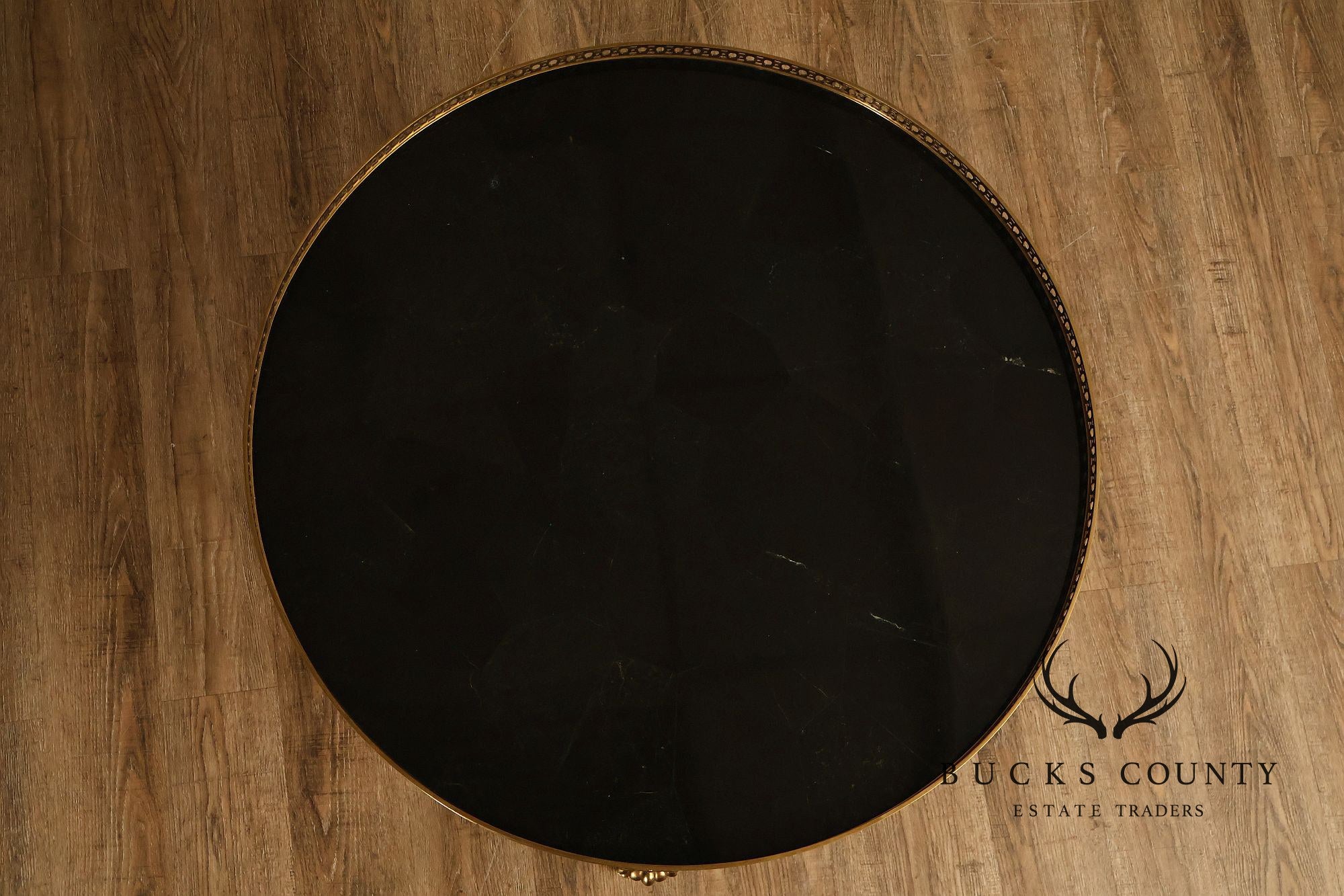 Maitland Smith Louis XVI Style Marquetry Center Table With Brass Gallery