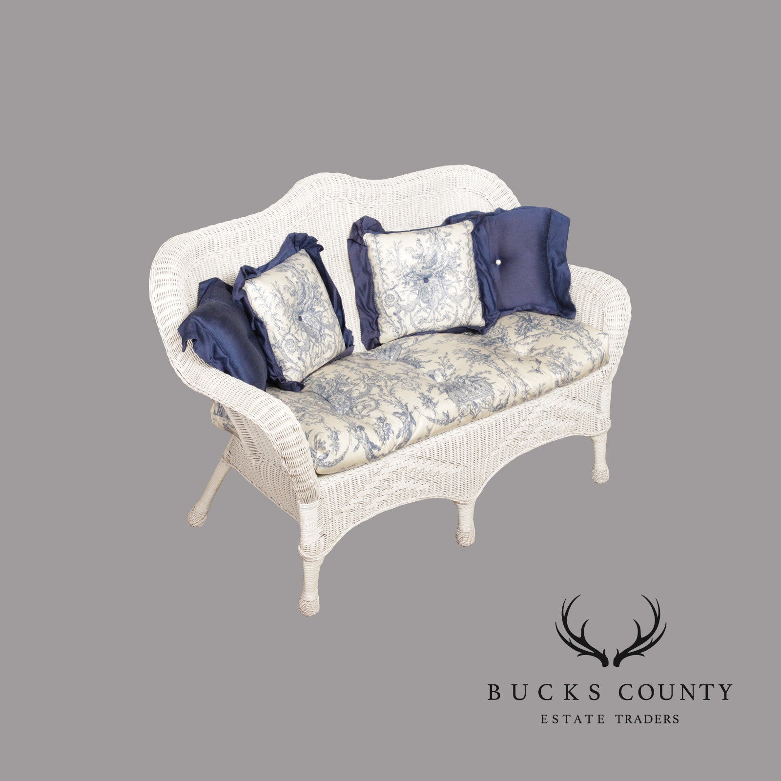 Vintage White Wicker Settee