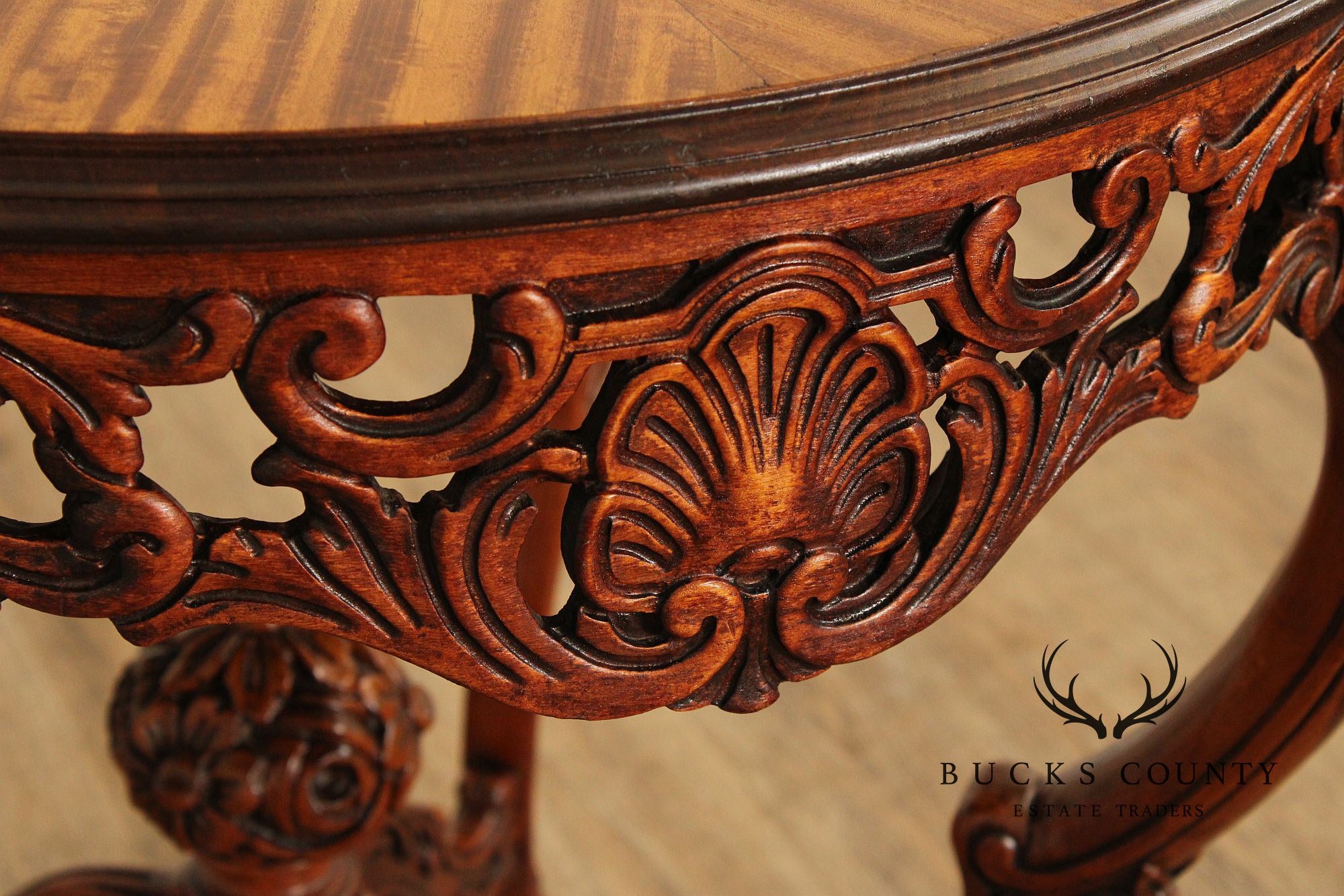 French Court Galleries Rococo Style Round Inlaid Side Table
