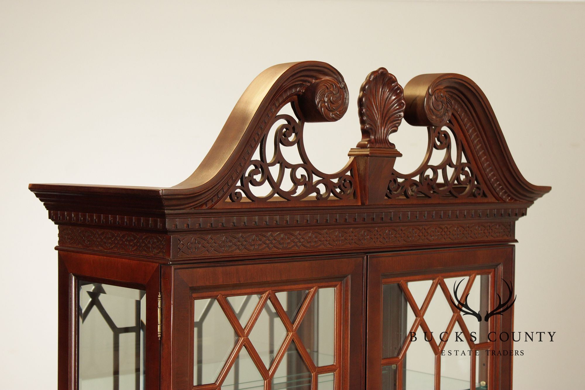 Chinese Chippendale Style Mahogany Display Cabinet