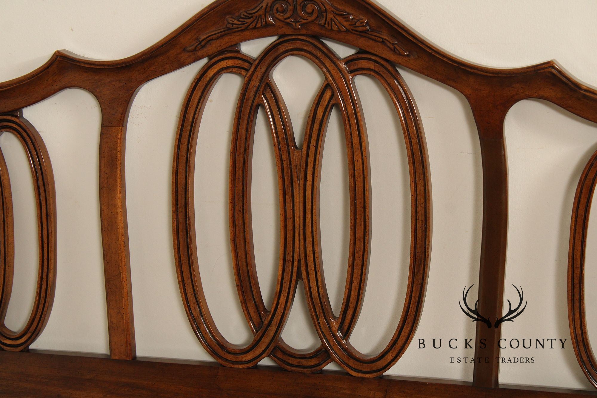 French Provincial Style Vintage Walnut King Headboard By White Furniture Co.